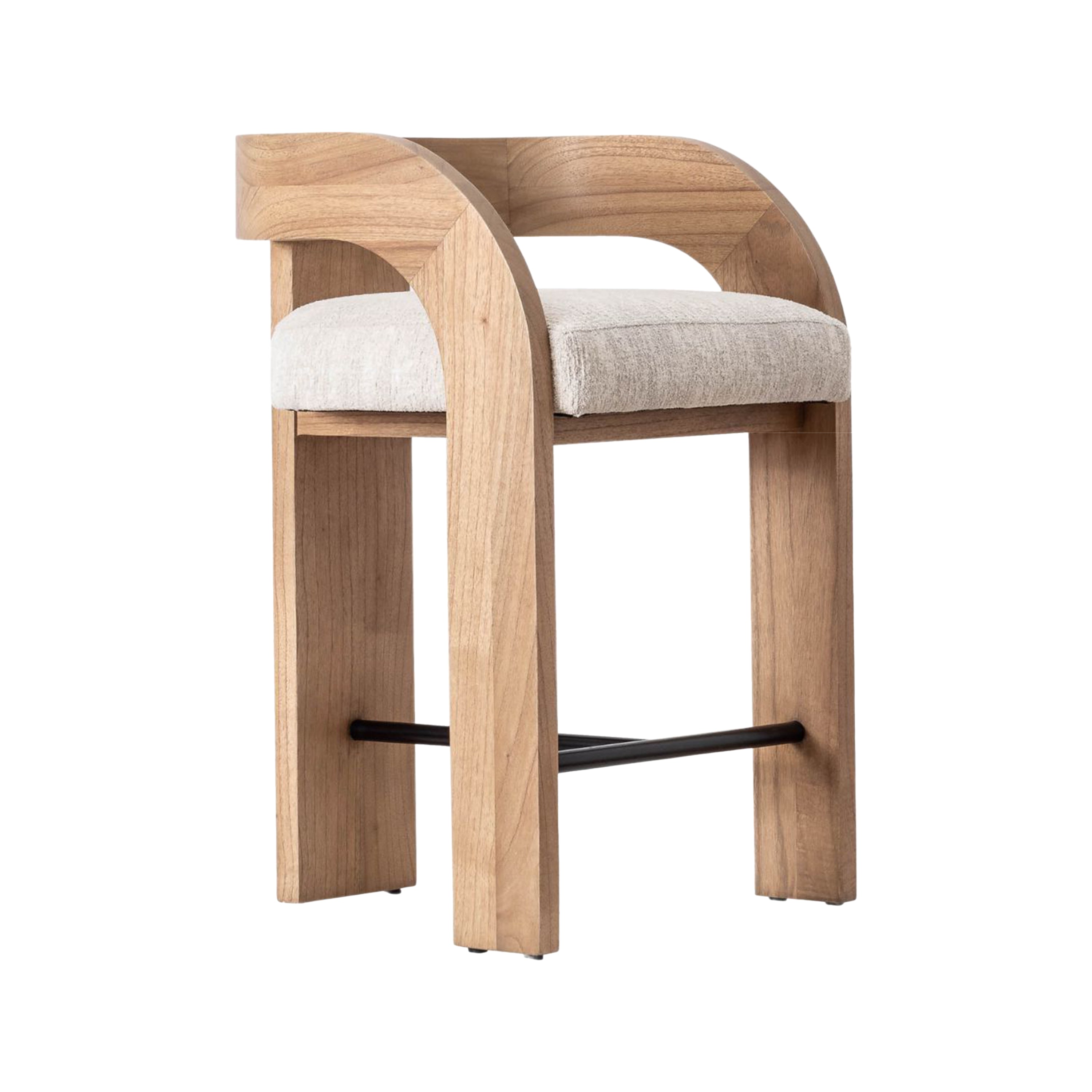 Equilibre Upholstered Counter Stool with U-Back and Armrest - INTERIORTONIC