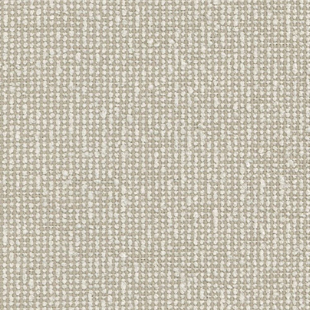 Close-up of beige 100% polyester upholstery fabric showing a tight woven, slightly looped texture, designed for indoor sofas and heavy-duty use.