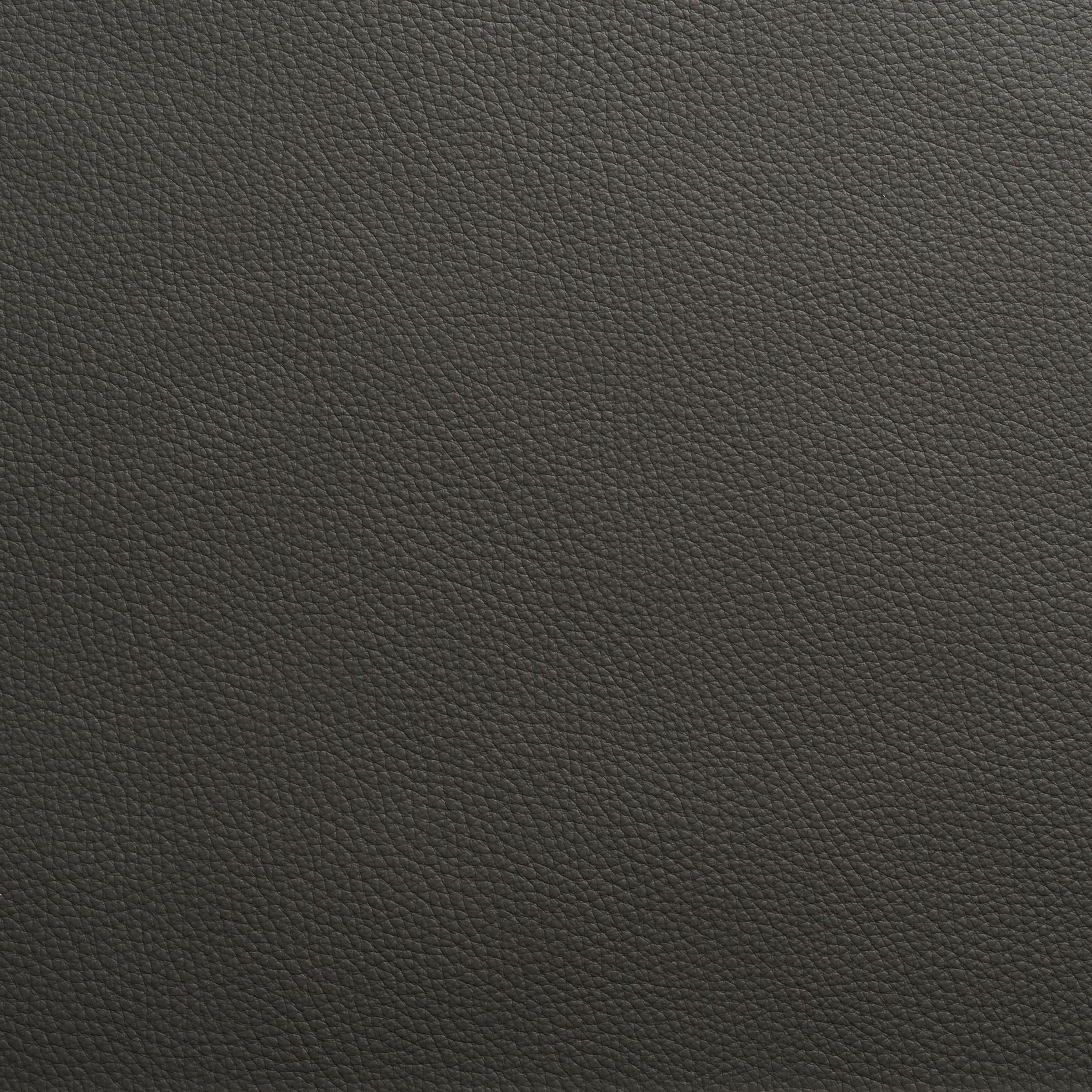 Close-up of dark walnut leather upholstery showing fine pebble-grain texture and subtle sheen, suitable for a mid-century modern teak and leather dining chair.