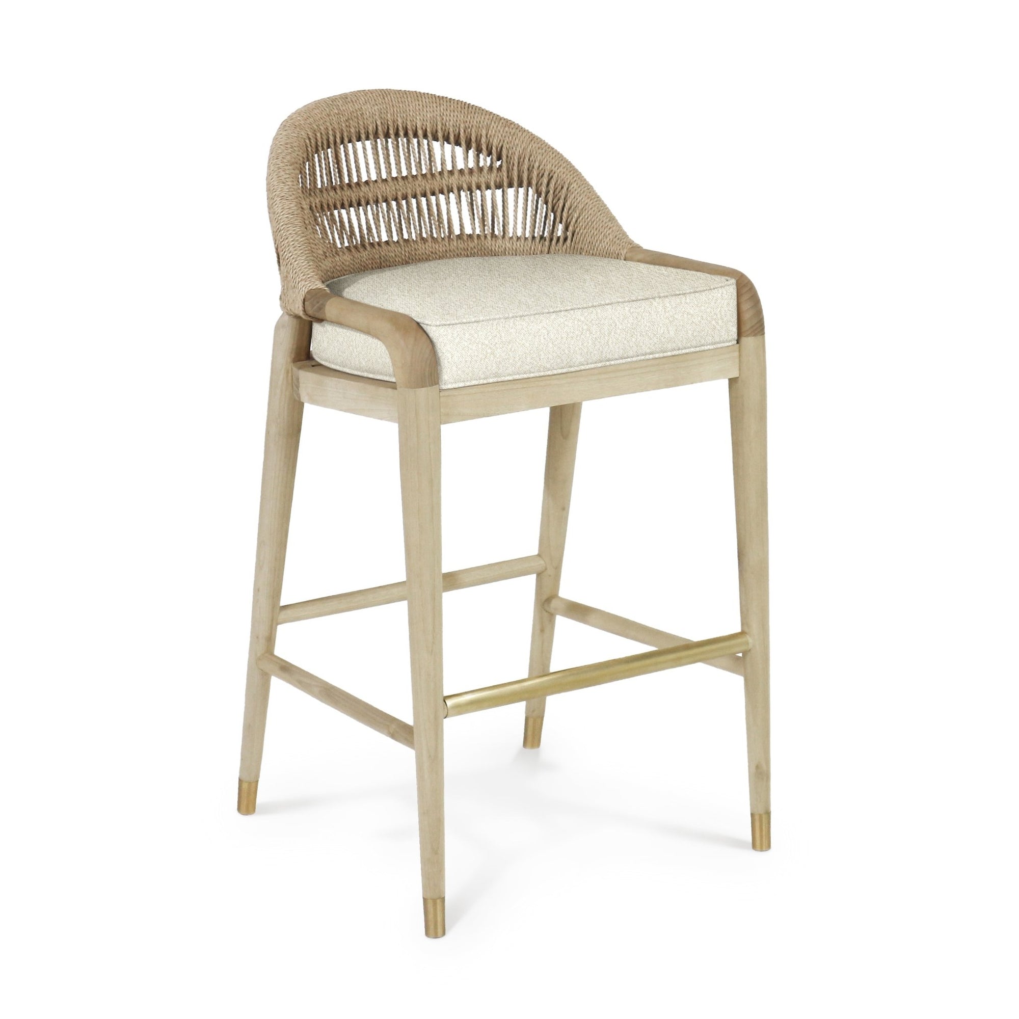 Fara Blonde Rope - Backed & Upholstered Bar Stool - INTERIORTONIC