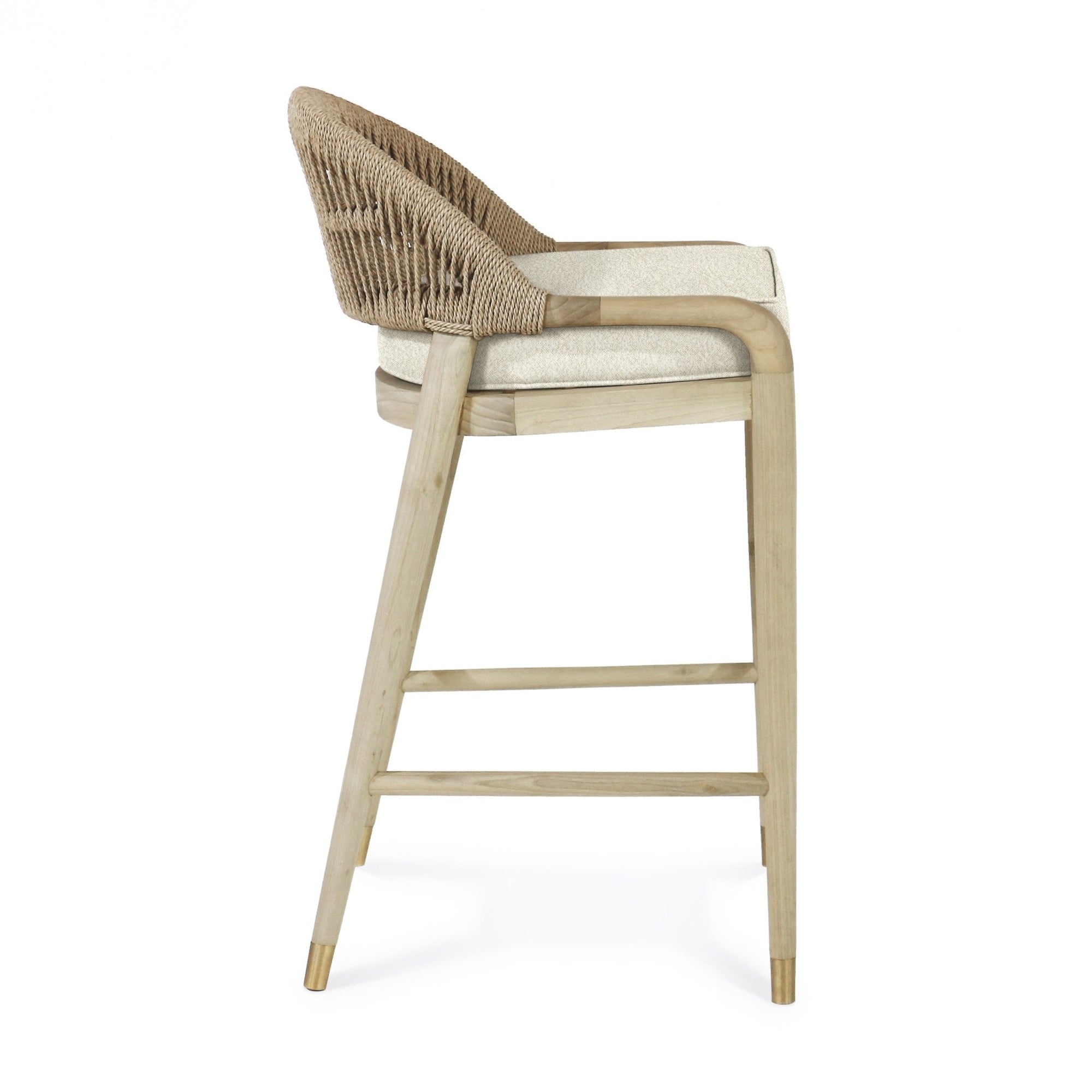 Fara Blonde Rope - Backed & Upholstered Bar Stool - INTERIORTONIC