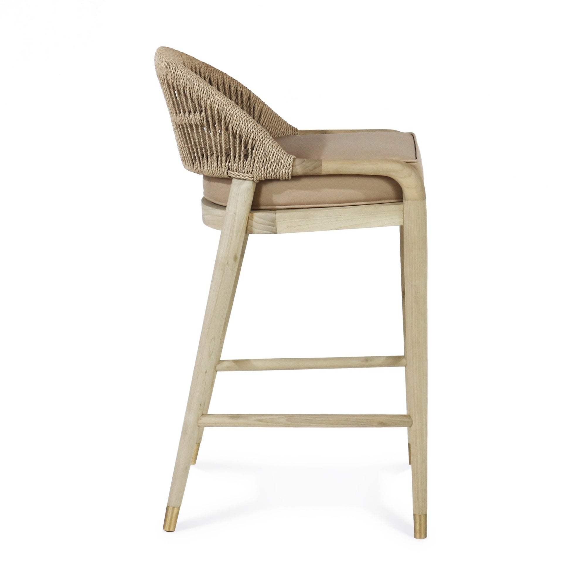 Fara Blonde Rope - Backed & Upholstered Bar Stool - INTERIORTONIC