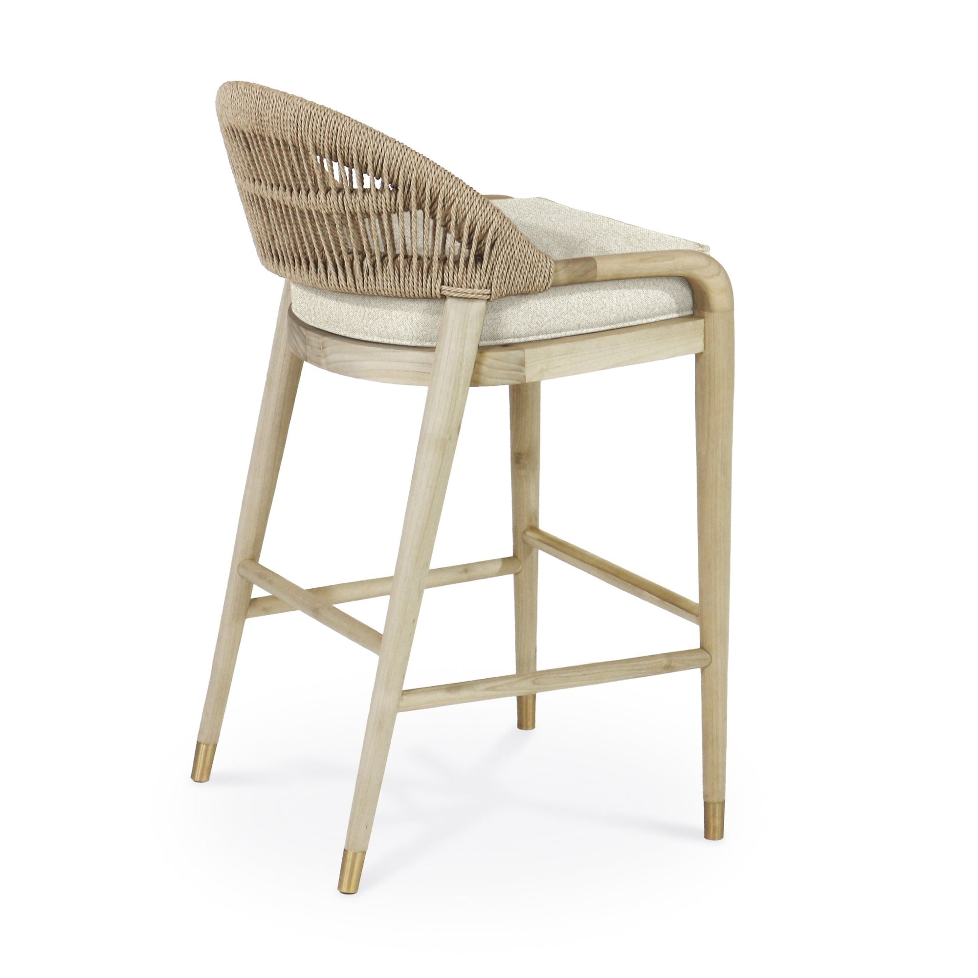 Fara Blonde Rope - Backed & Upholstered Bar Stool - INTERIORTONIC