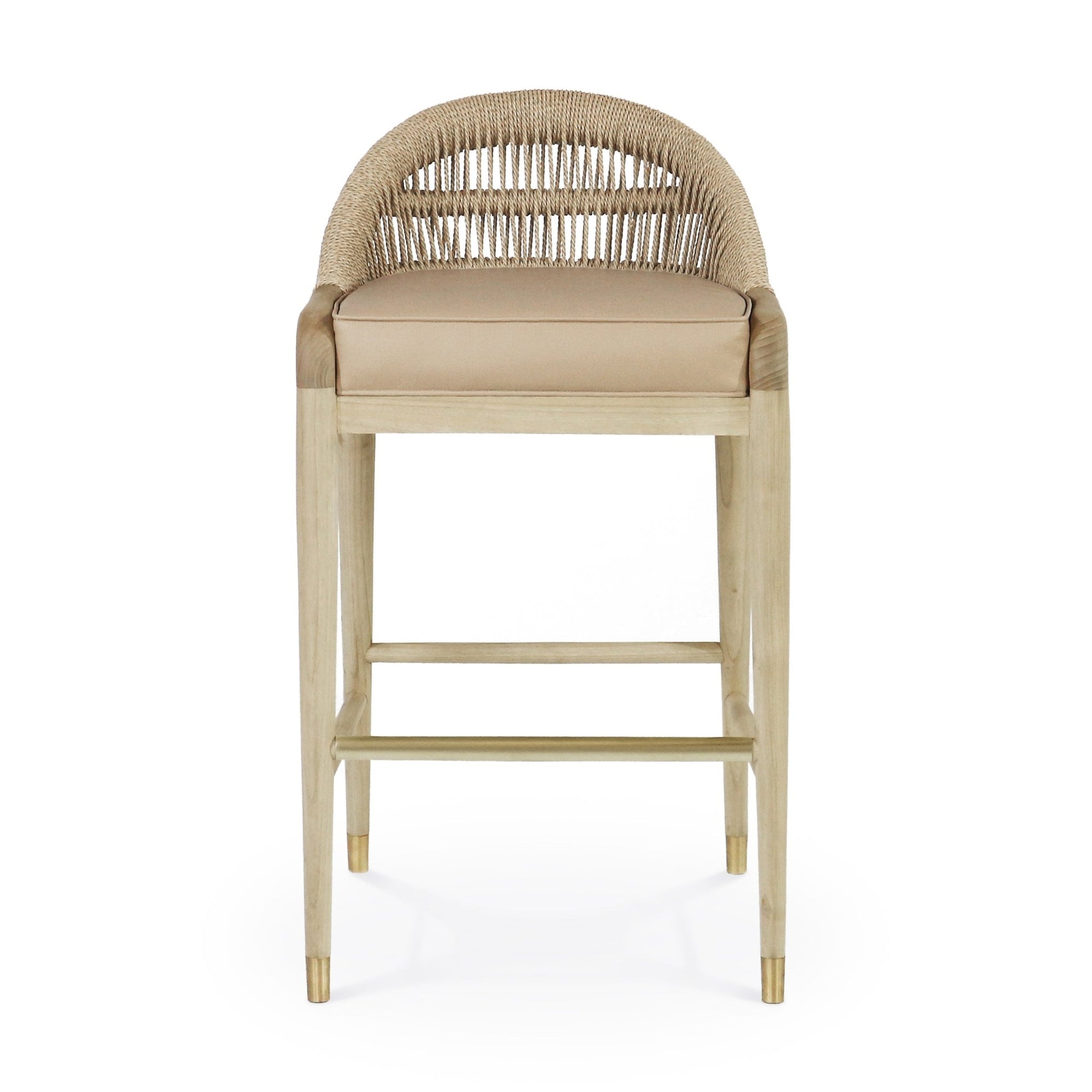 Fara Blonde Rope - Backed & Upholstered Bar Stool - INTERIORTONIC