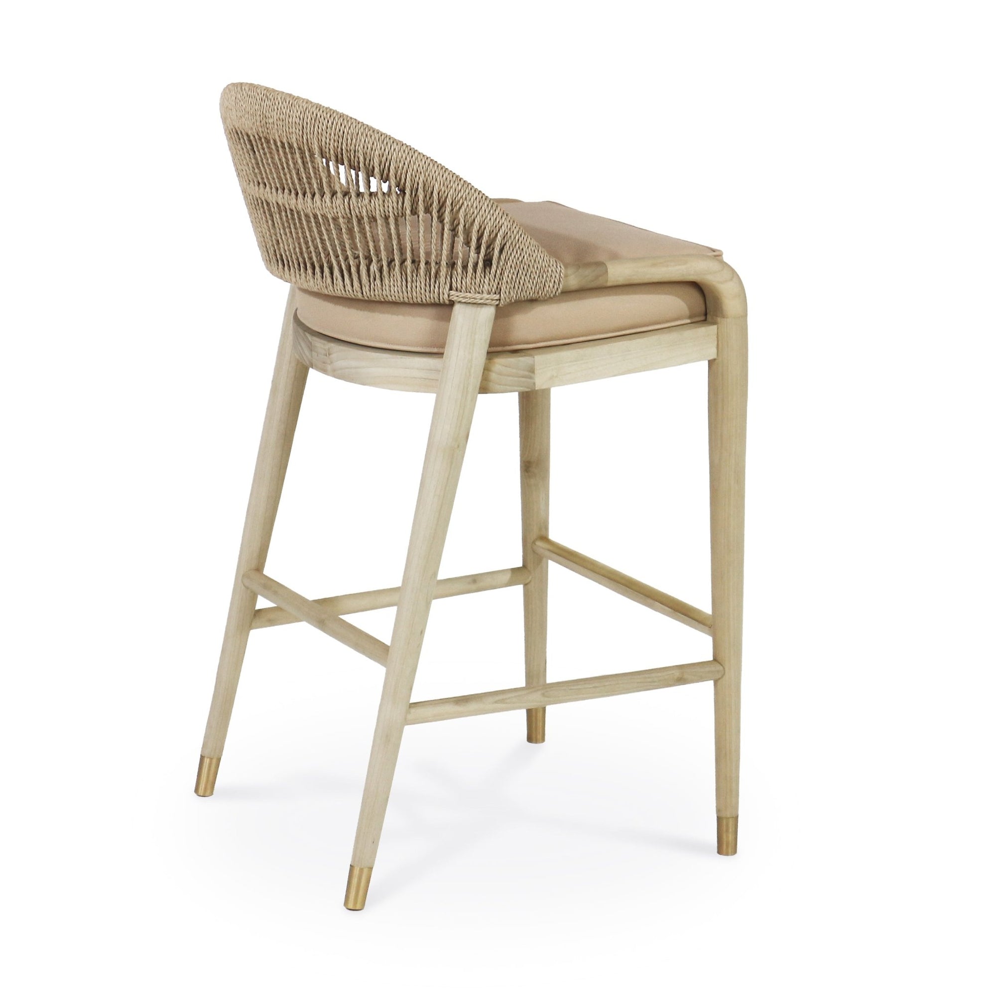 Fara Blonde Rope - Backed & Upholstered Bar Stool - INTERIORTONIC