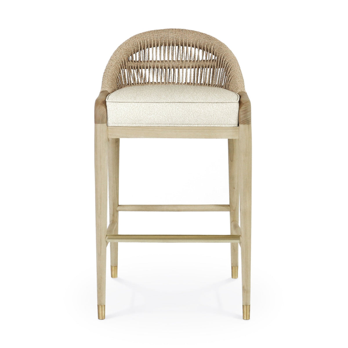 Fara Blonde Rope - Backed &amp; Upholstered Bar Stool - INTERIORTONIC