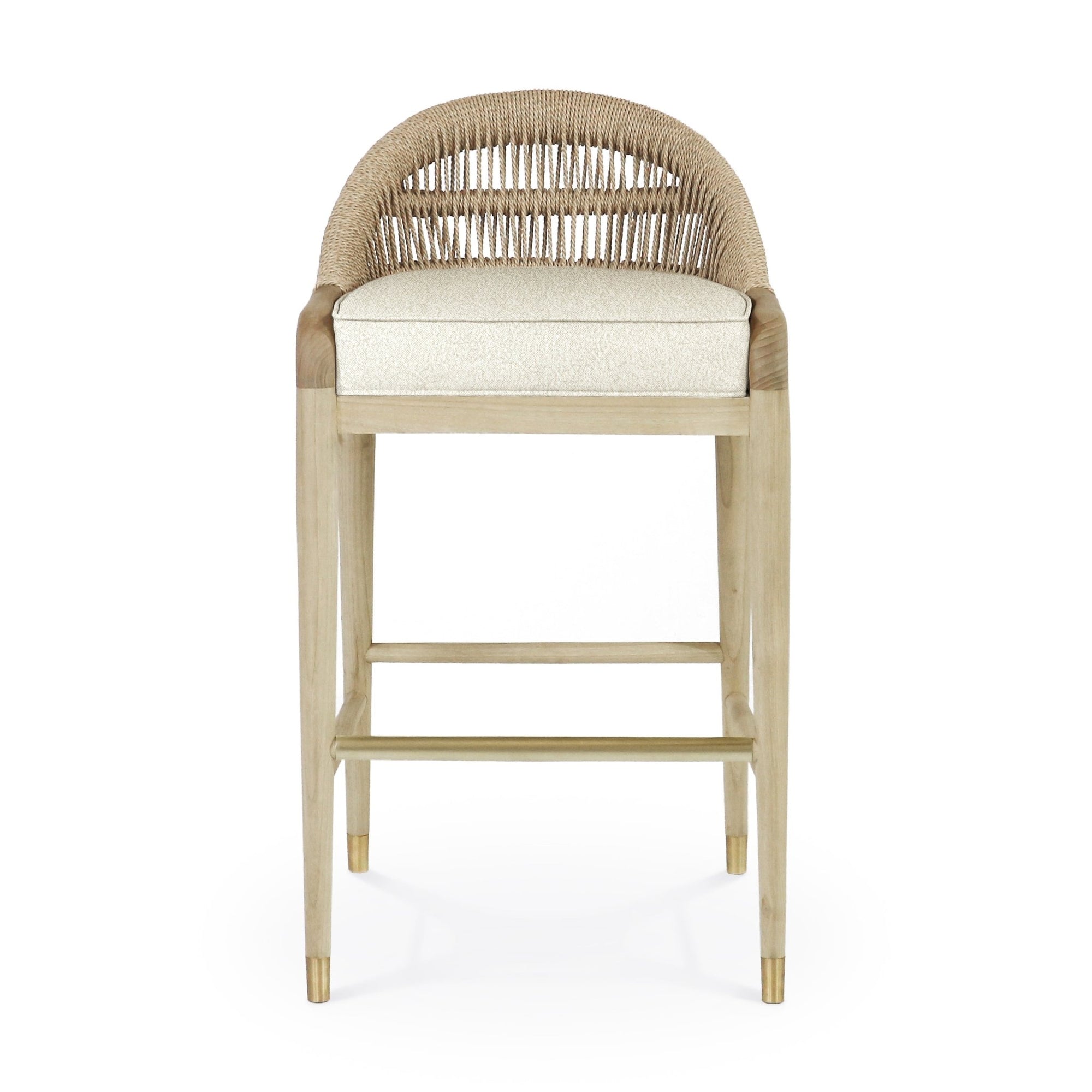 Fara Blonde Rope - Backed & Upholstered Bar Stool - INTERIORTONIC