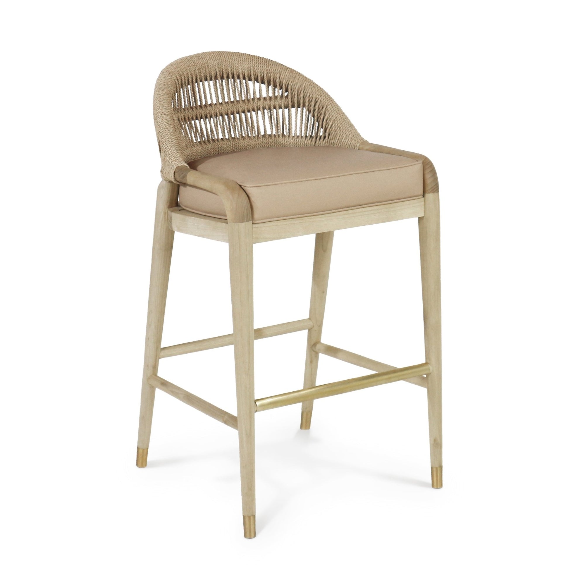 Fara Blonde Rope - Backed & Upholstered Bar Stool - INTERIORTONIC