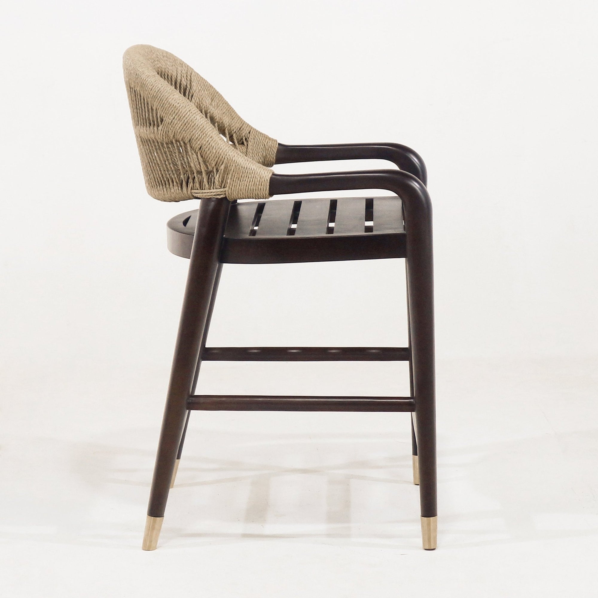 Fara Teak Rope - Backed & Upholstered Counter & Bar Stool - INTERIORTONIC