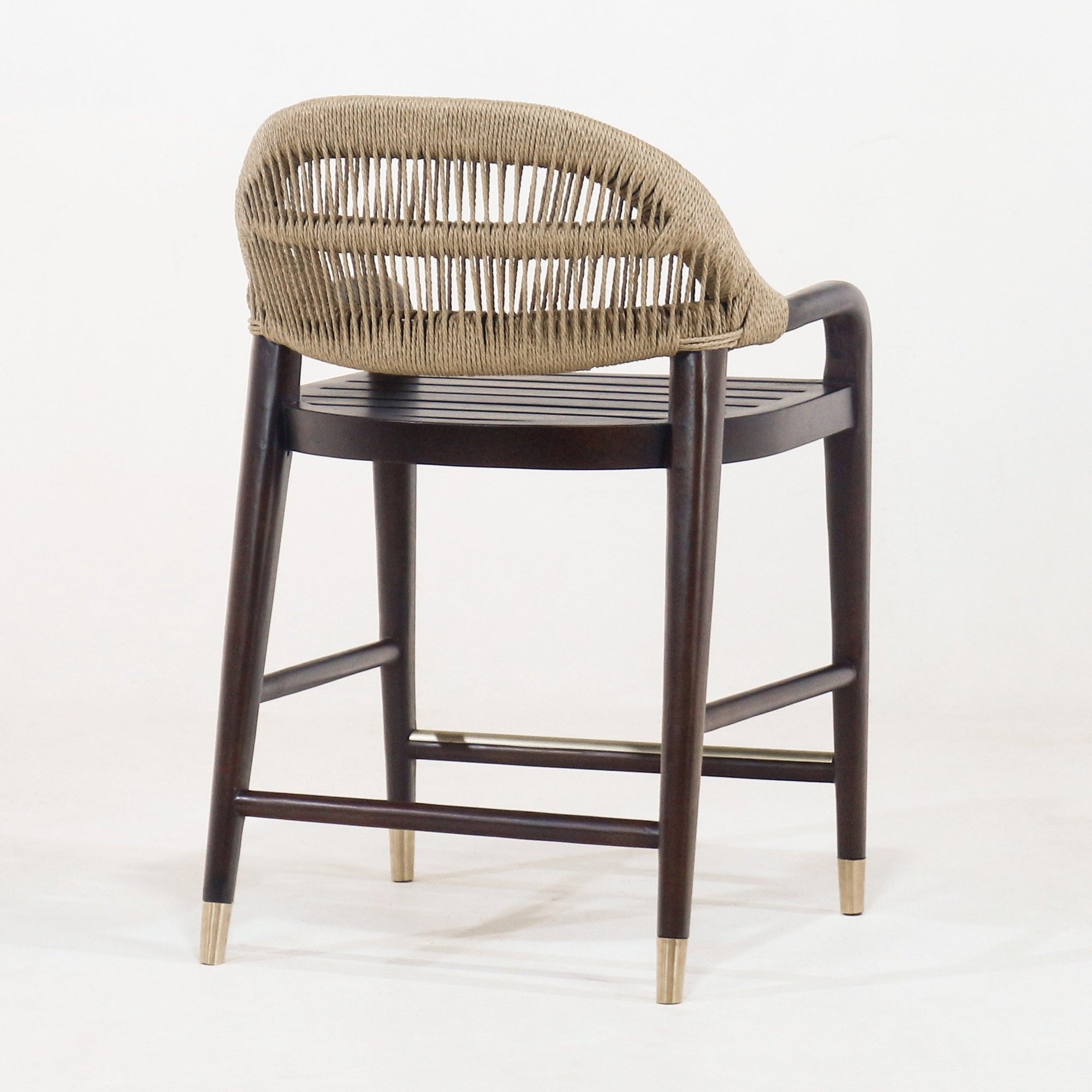 Fara Teak Rope - Backed & Upholstered Counter & Bar Stool - INTERIORTONIC