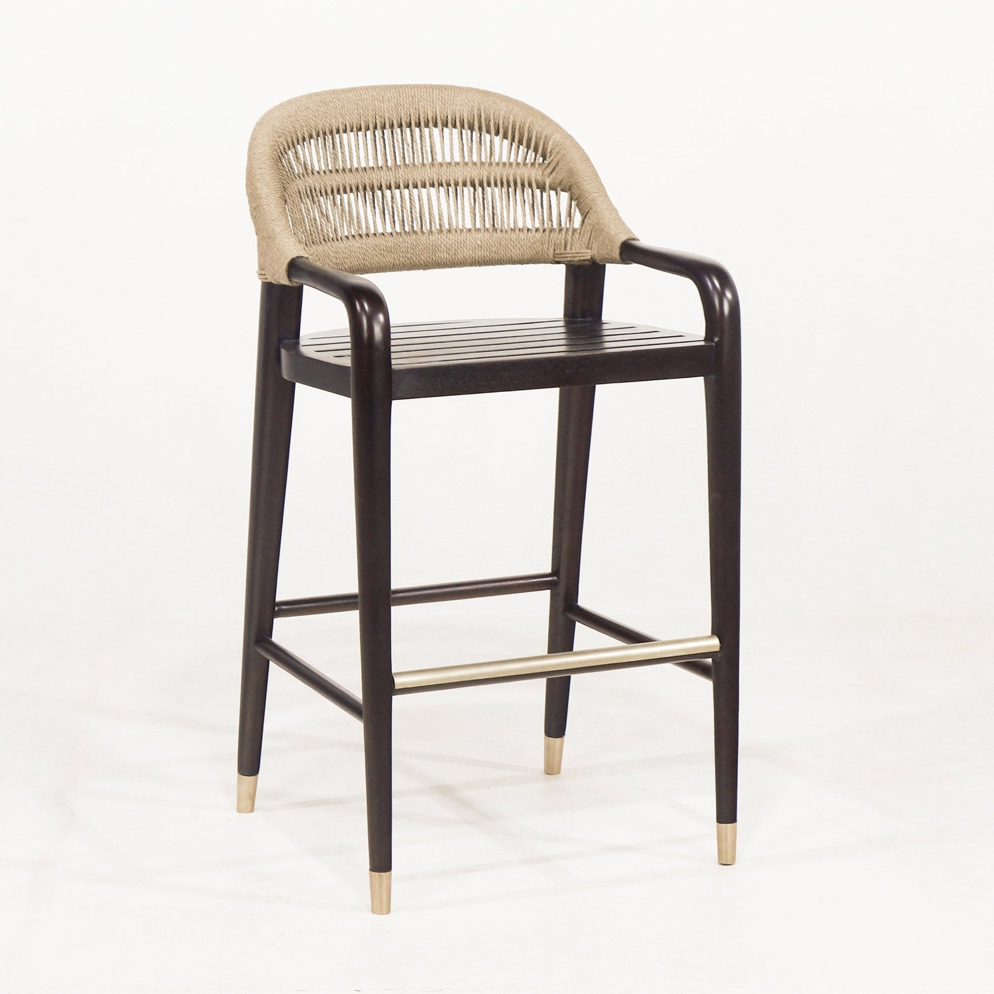 Fara Teak Rope - Backed & Upholstered Counter & Bar Stool - INTERIORTONIC