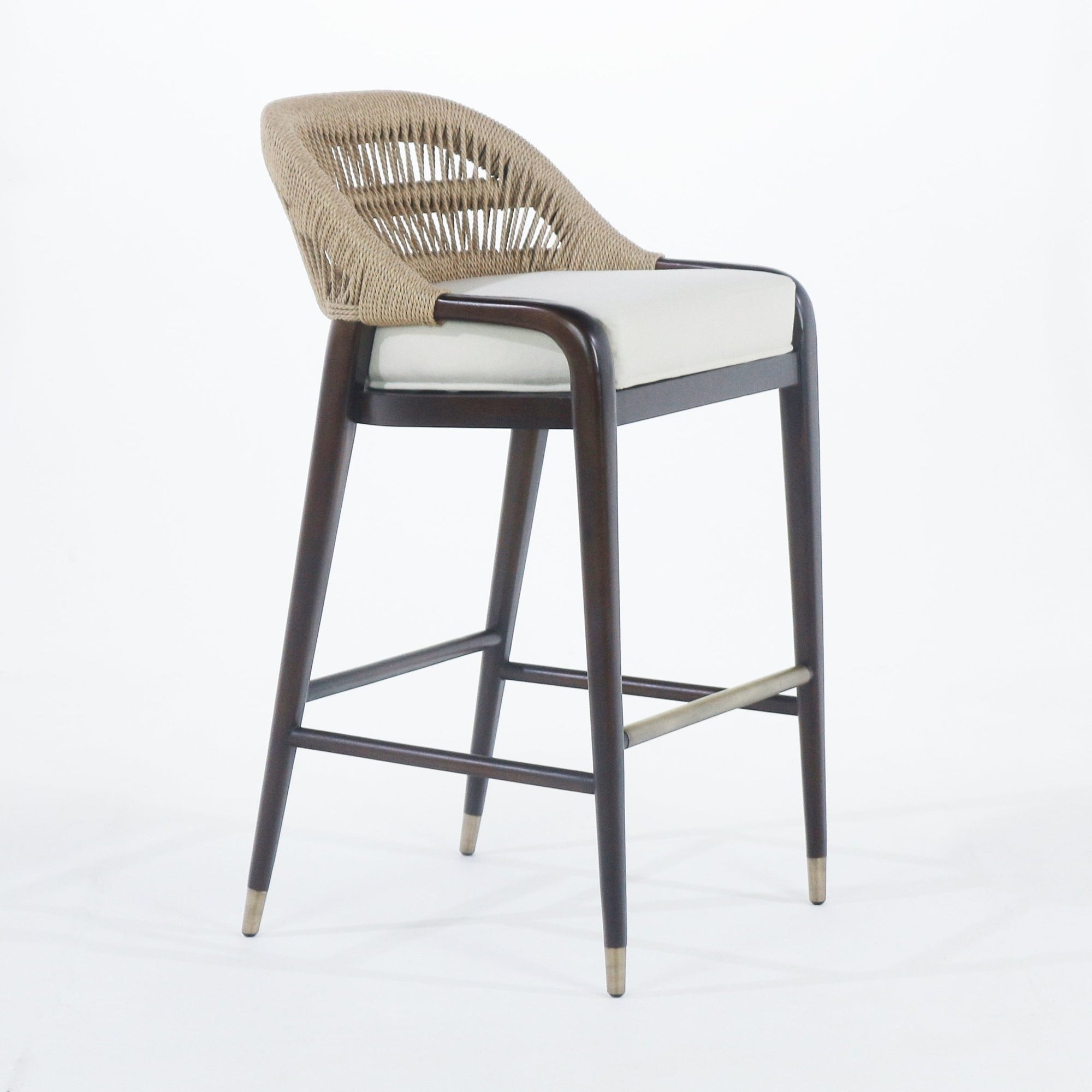 Fara Teak Rope - Backed & Upholstered Counter & Bar Stool - INTERIORTONIC