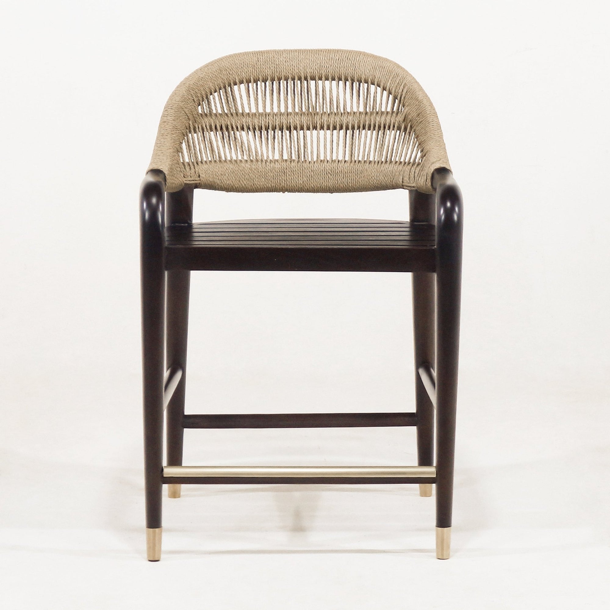 Fara Teak Rope - Backed & Upholstered Counter & Bar Stool - INTERIORTONIC