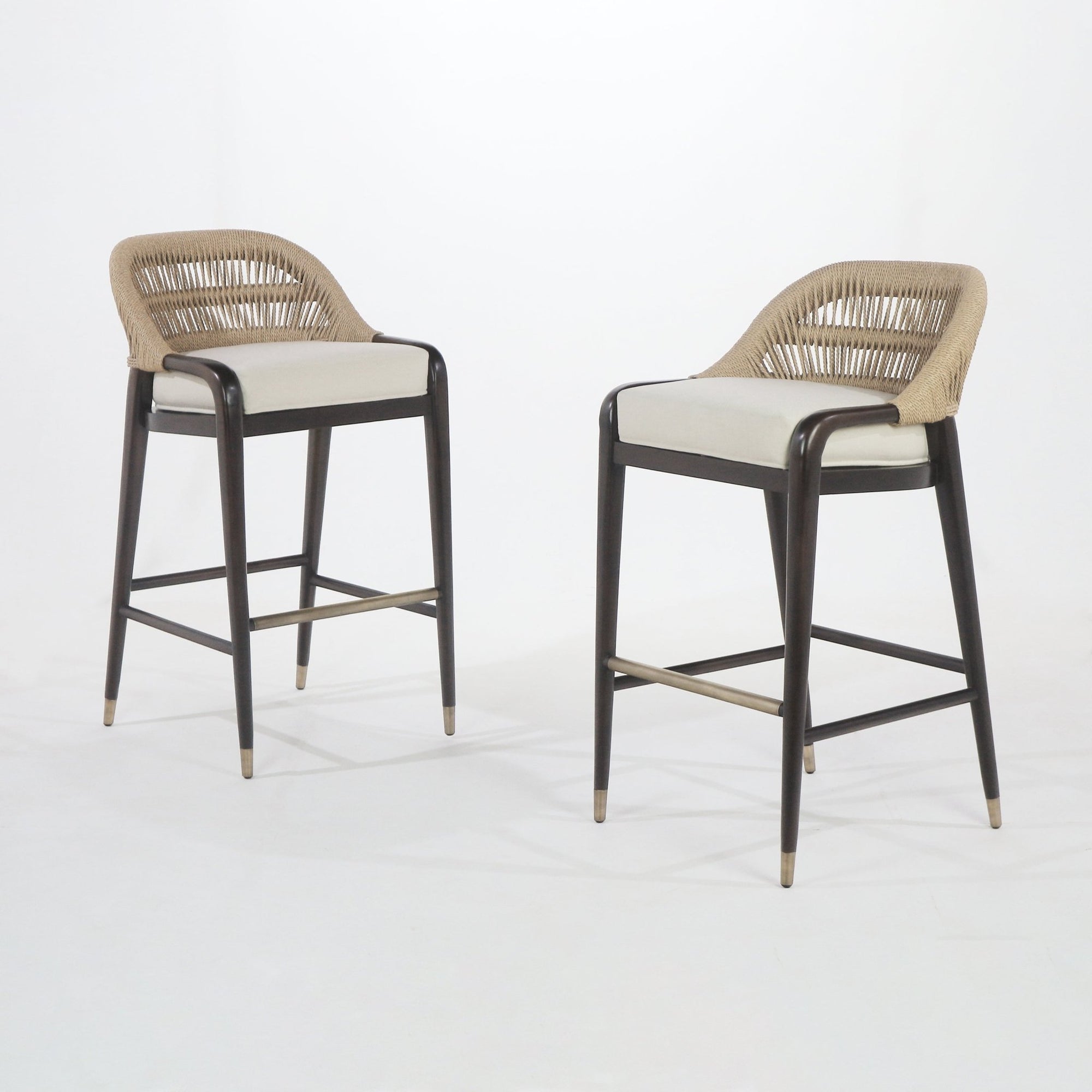 Fara Teak Rope - Backed & Upholstered Counter & Bar Stool - INTERIORTONIC