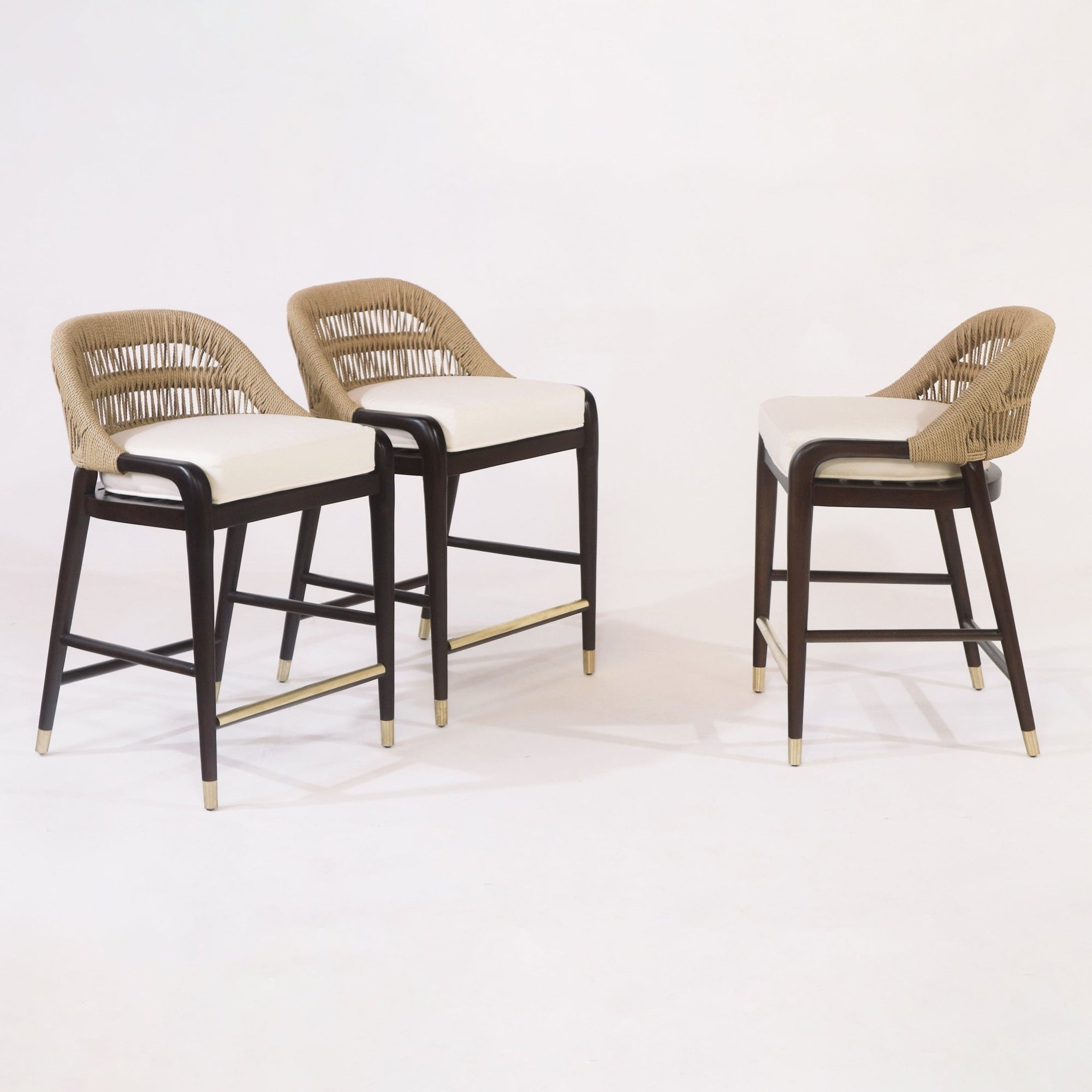 Fara Teak Rope - Backed & Upholstered Counter & Bar Stool - INTERIORTONIC