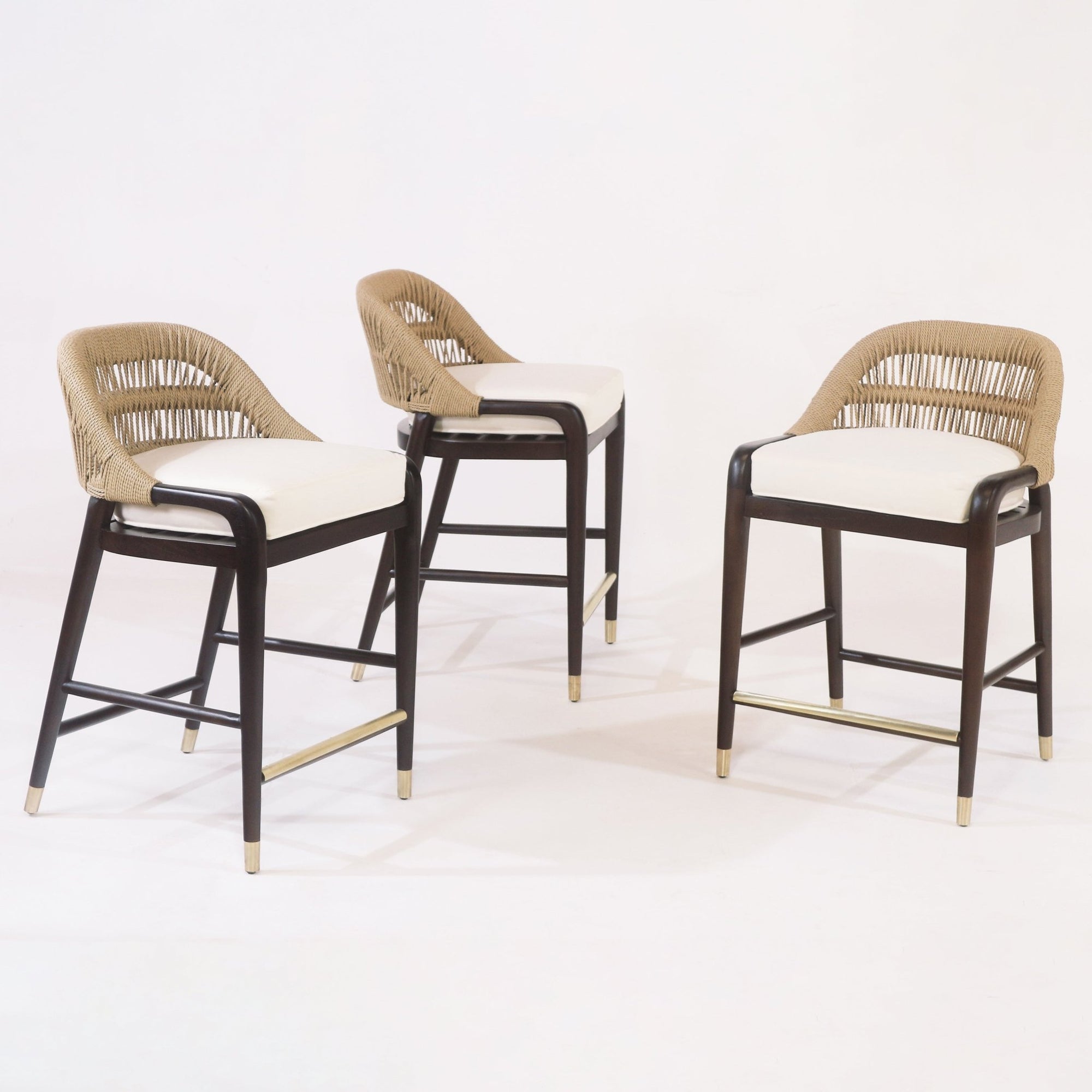 Fara Teak Rope - Backed & Upholstered Counter & Bar Stool - INTERIORTONIC