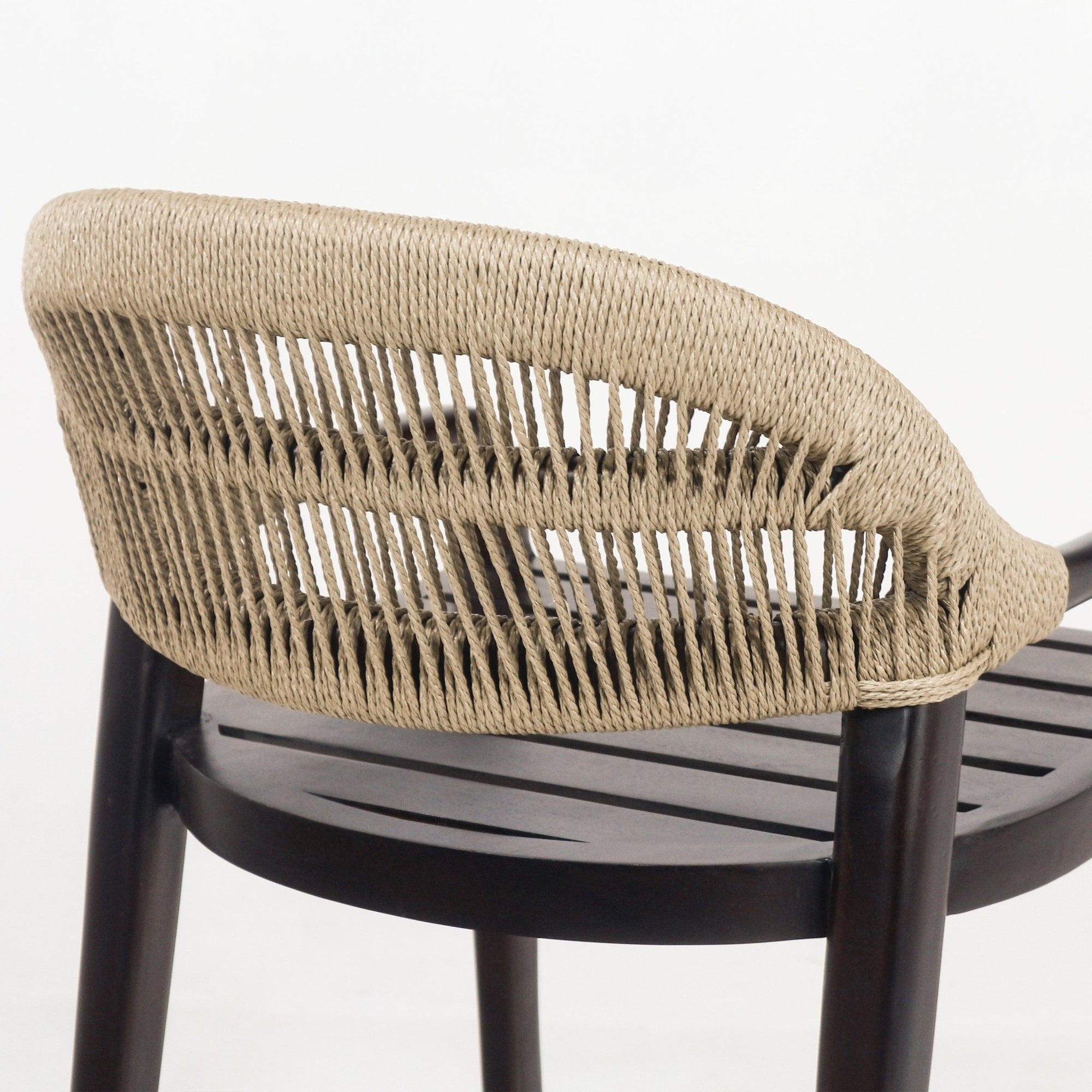 Fara Teak Rope - Backed & Upholstered Counter & Bar Stool - INTERIORTONIC