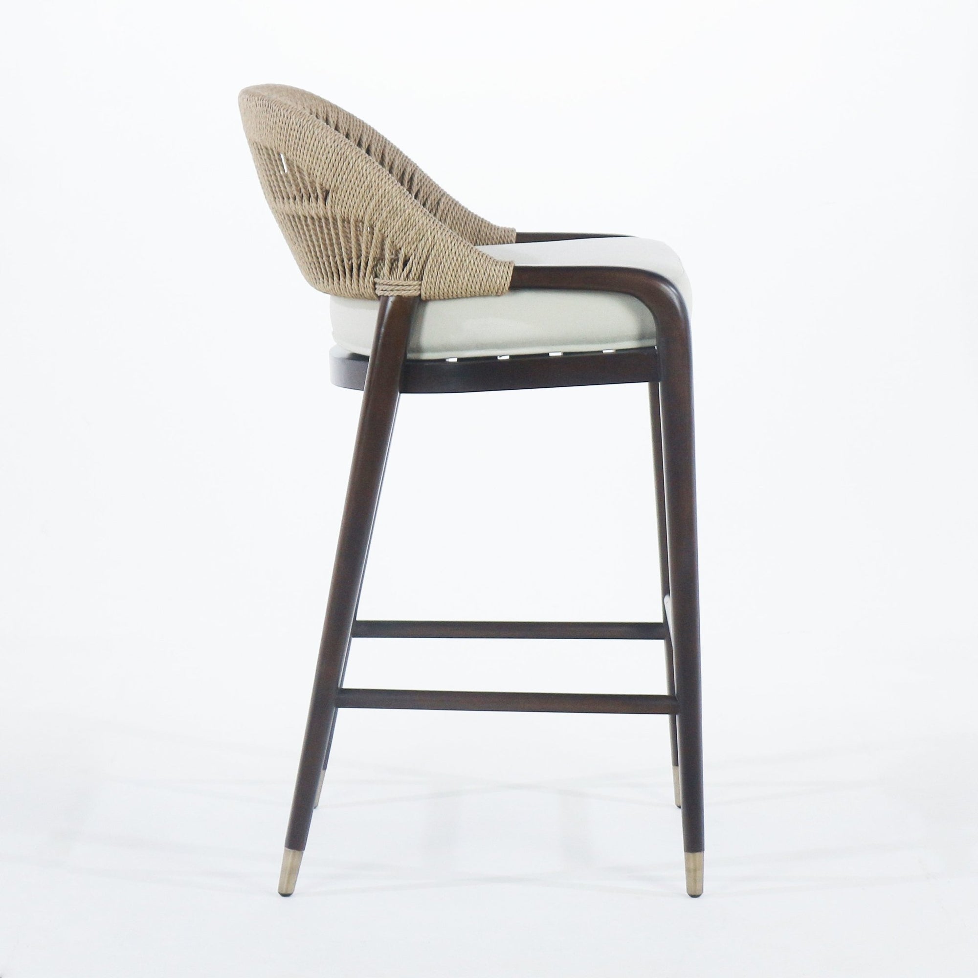 Fara Teak Rope - Backed & Upholstered Counter & Bar Stool - INTERIORTONIC