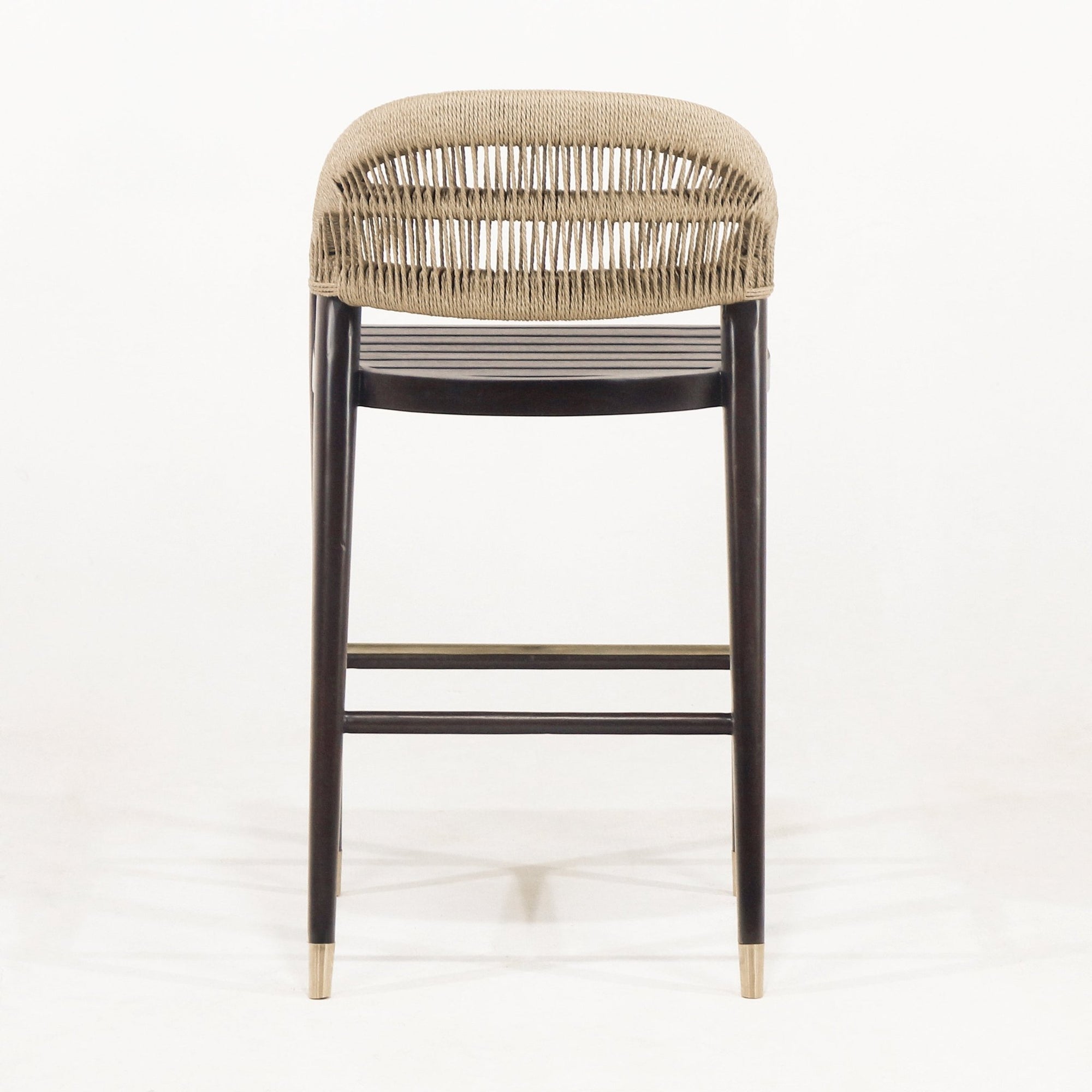 Fara Teak Rope - Backed & Upholstered Counter & Bar Stool - INTERIORTONIC