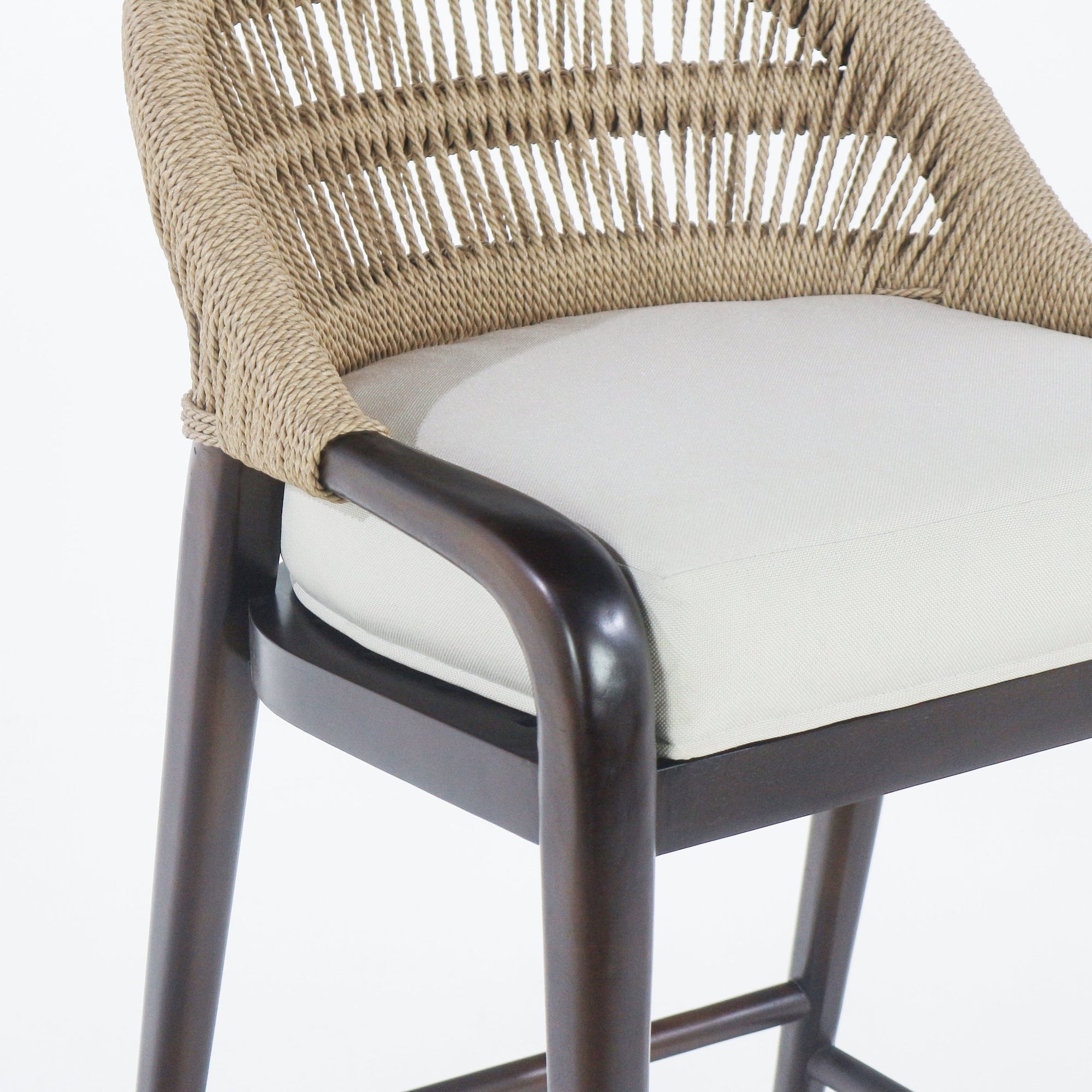 Fara Teak Rope - Backed & Upholstered Counter & Bar Stool - INTERIORTONIC