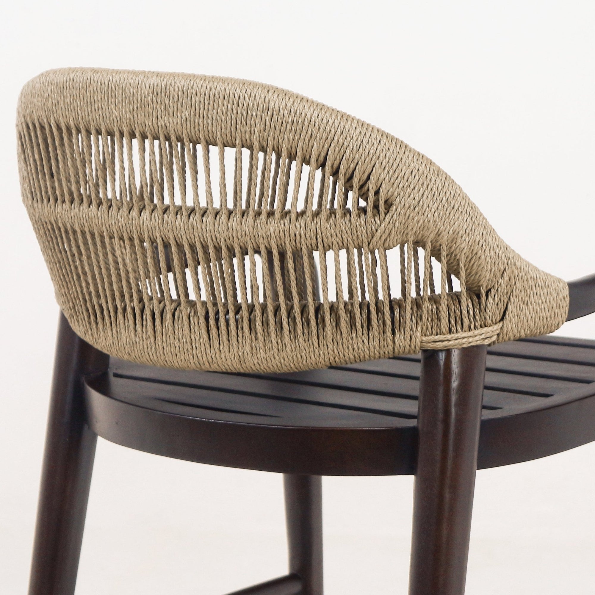 Fara Teak Rope - Backed & Upholstered Counter & Bar Stool - INTERIORTONIC