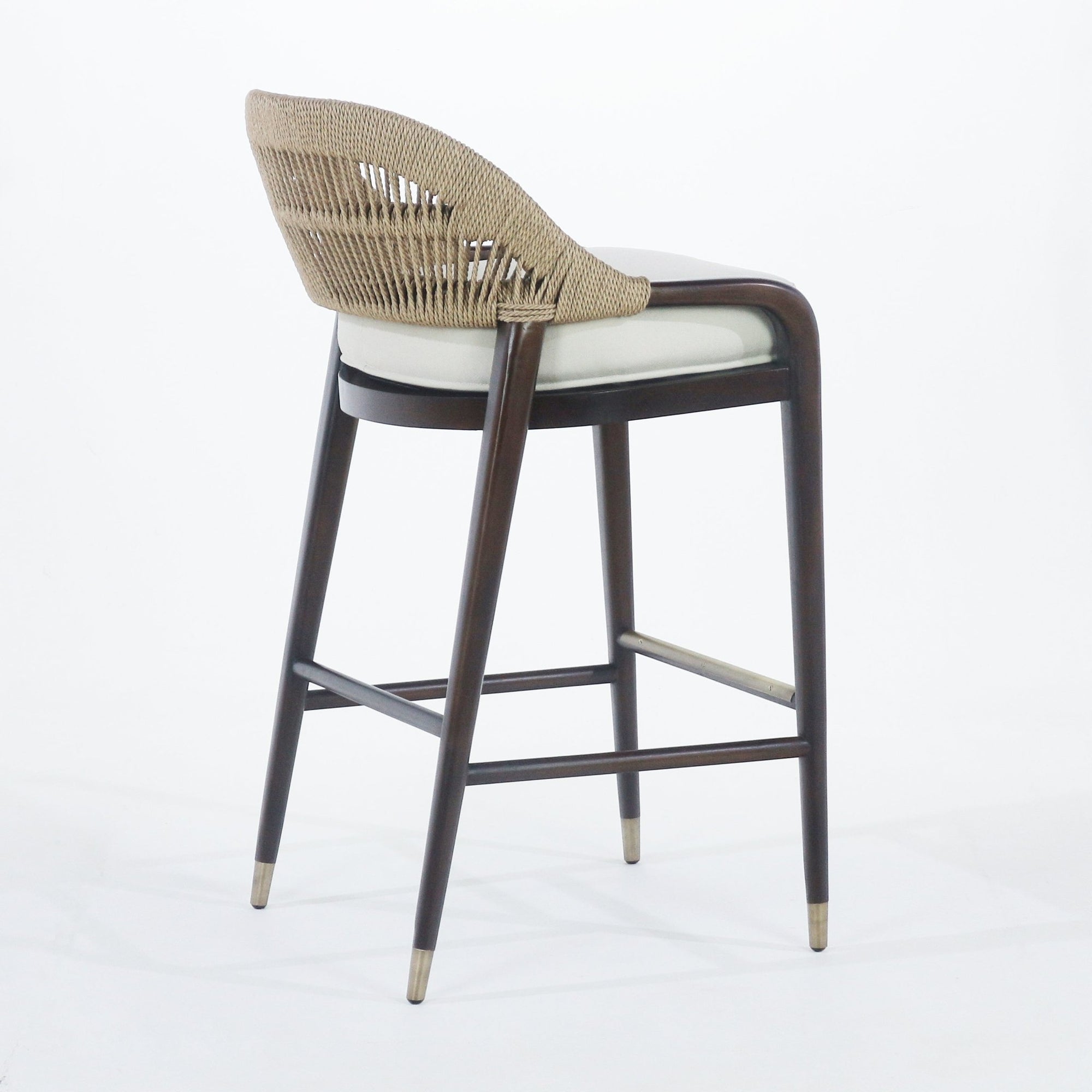 Fara Teak Rope - Backed & Upholstered Counter & Bar Stool - INTERIORTONIC