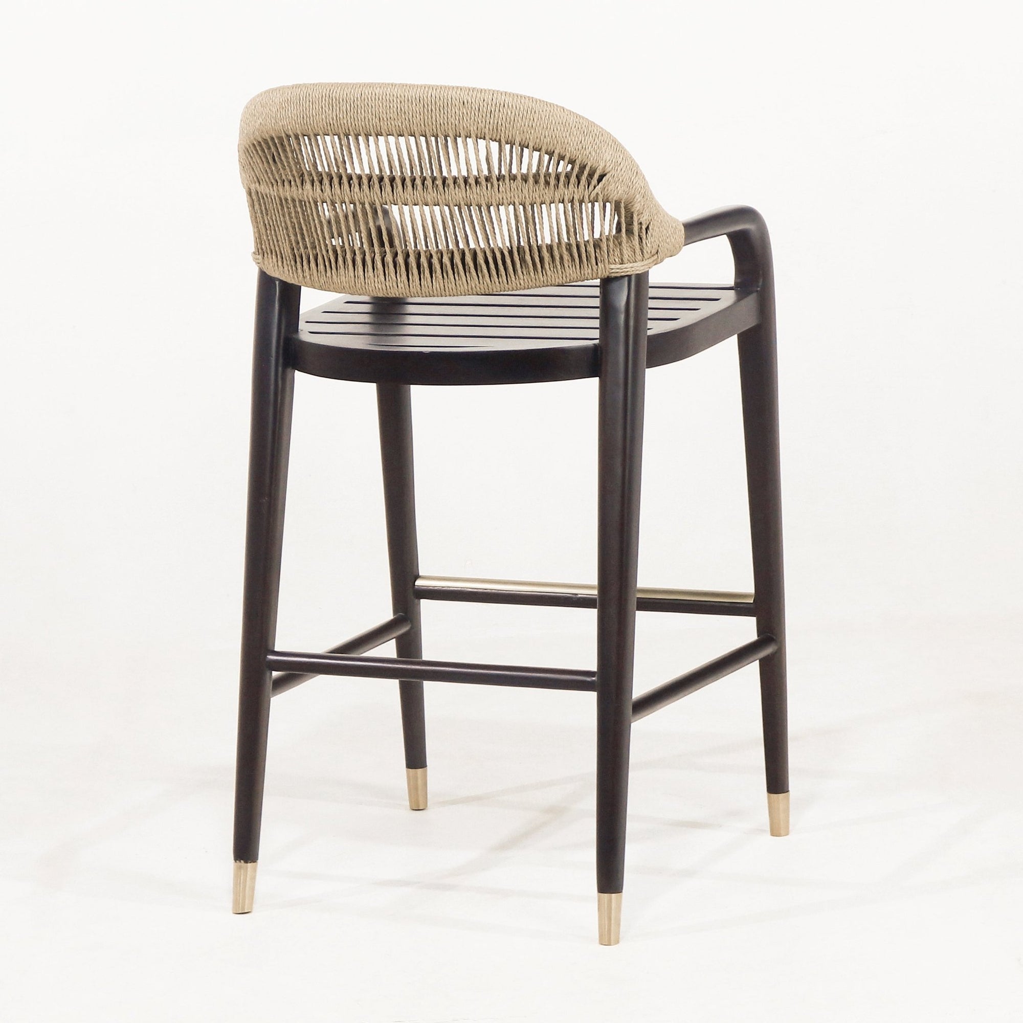 Fara Teak Rope - Backed & Upholstered Counter & Bar Stool - INTERIORTONIC