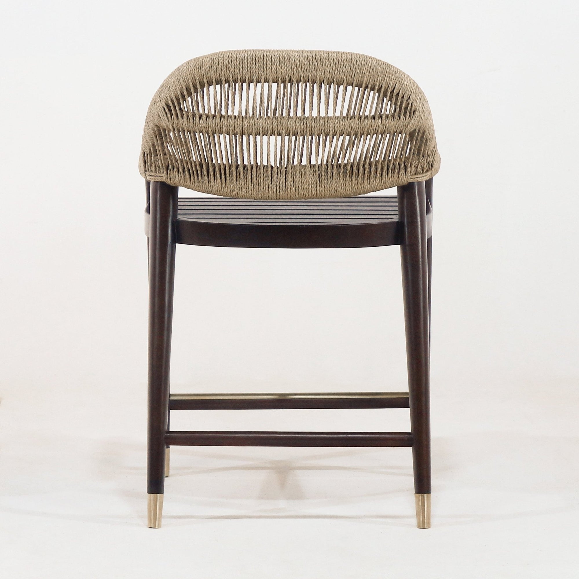 Fara Teak Rope - Backed & Upholstered Counter & Bar Stool - INTERIORTONIC