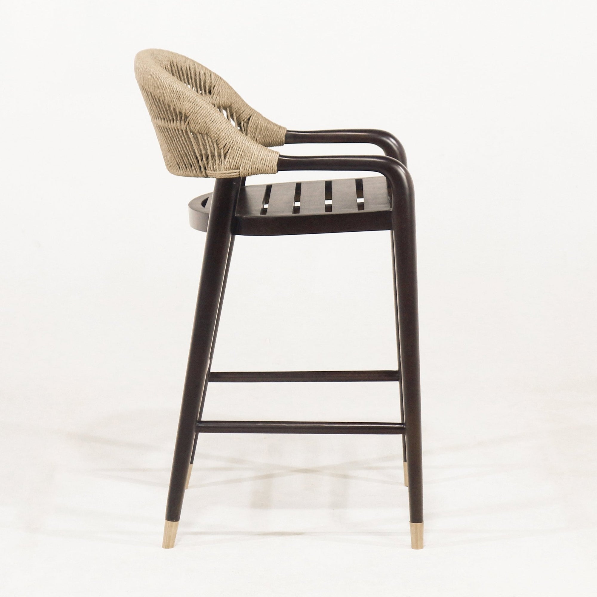 Fara Teak Rope - Backed & Upholstered Counter & Bar Stool - INTERIORTONIC