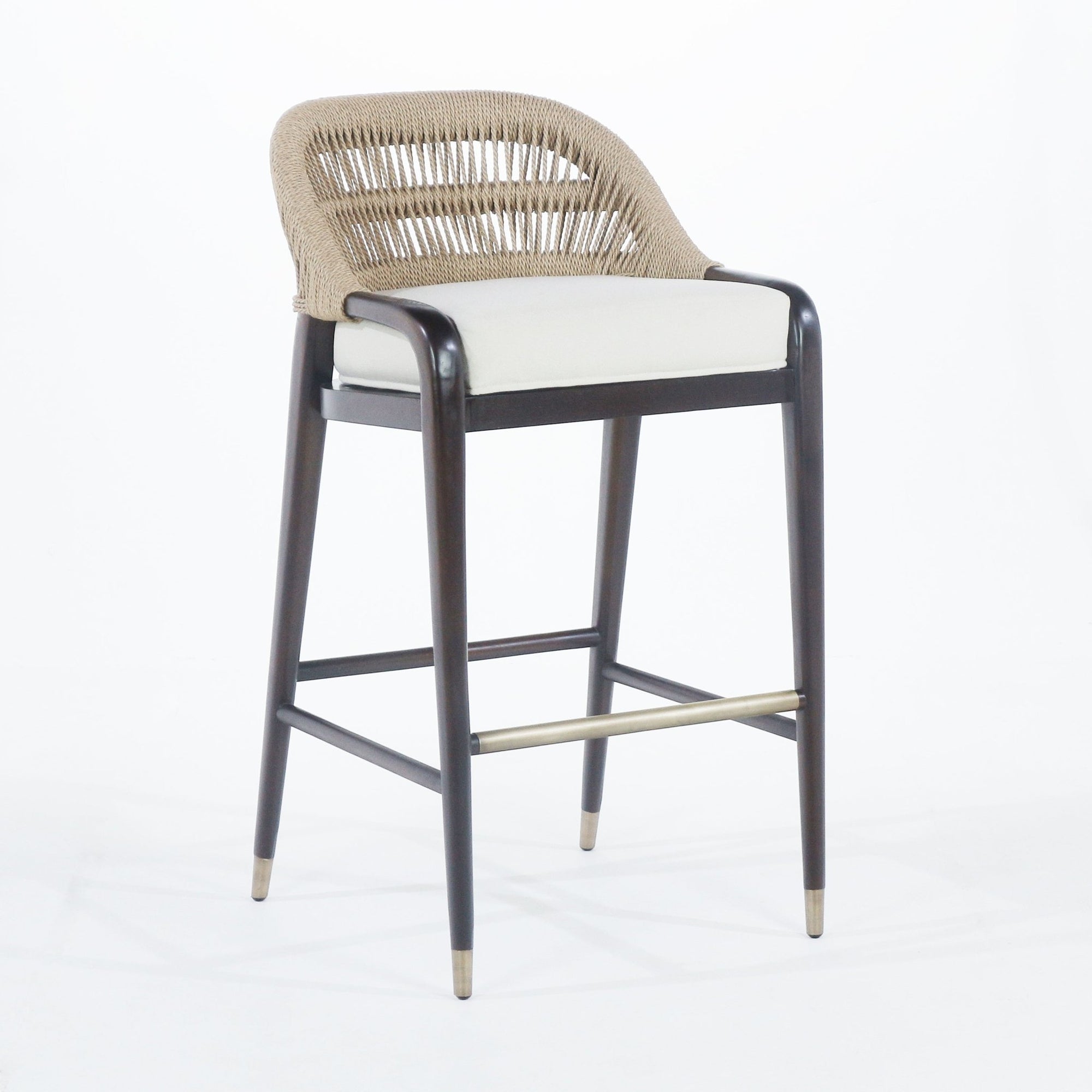 Fara Teak Rope - Backed & Upholstered Counter & Bar Stool - INTERIORTONIC