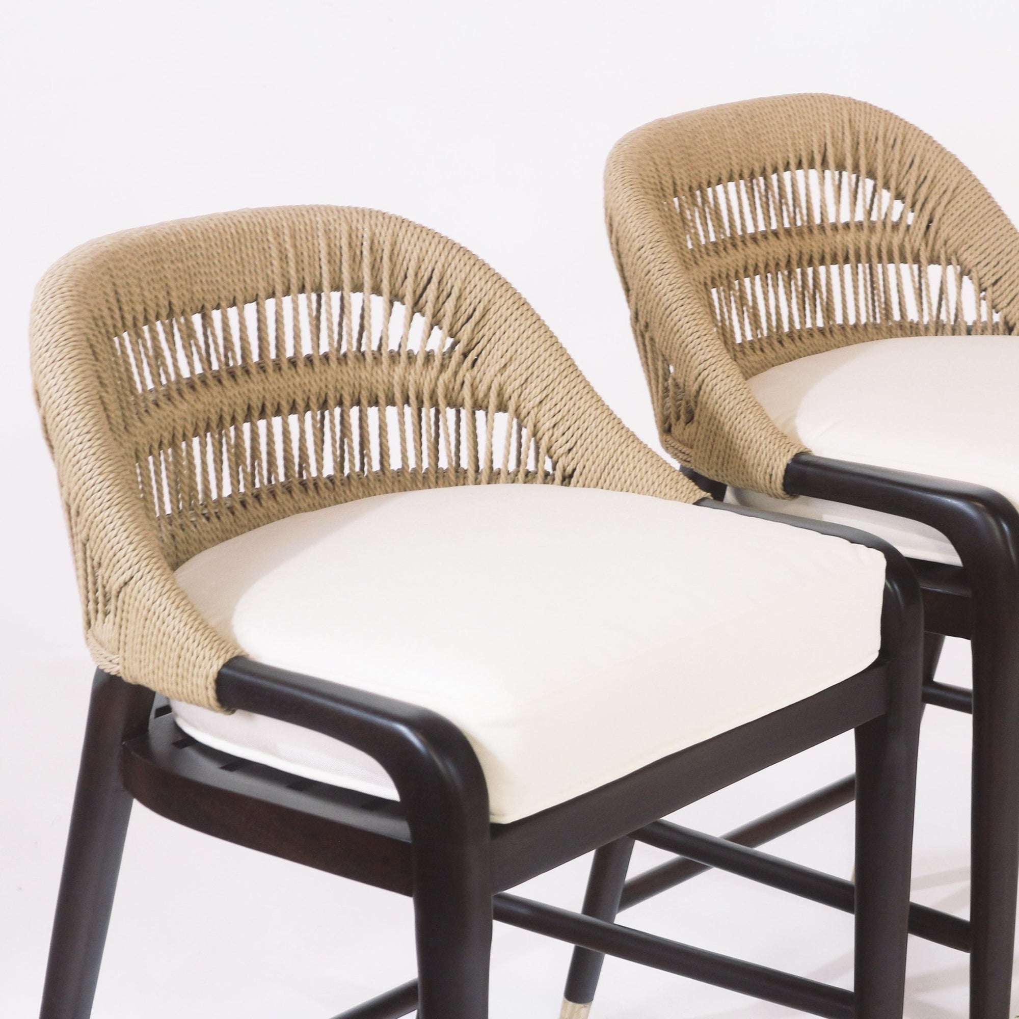 Fara Teak Rope - Backed & Upholstered Counter & Bar Stool - INTERIORTONIC