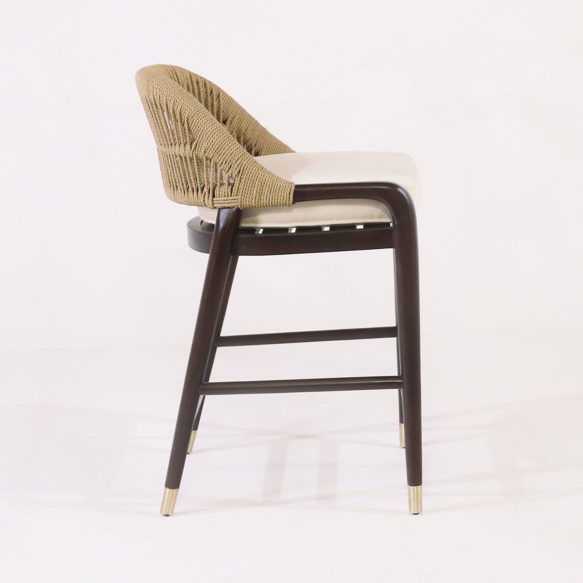 Fara Teak Rope - Backed & Upholstered Counter & Bar Stool - INTERIORTONIC