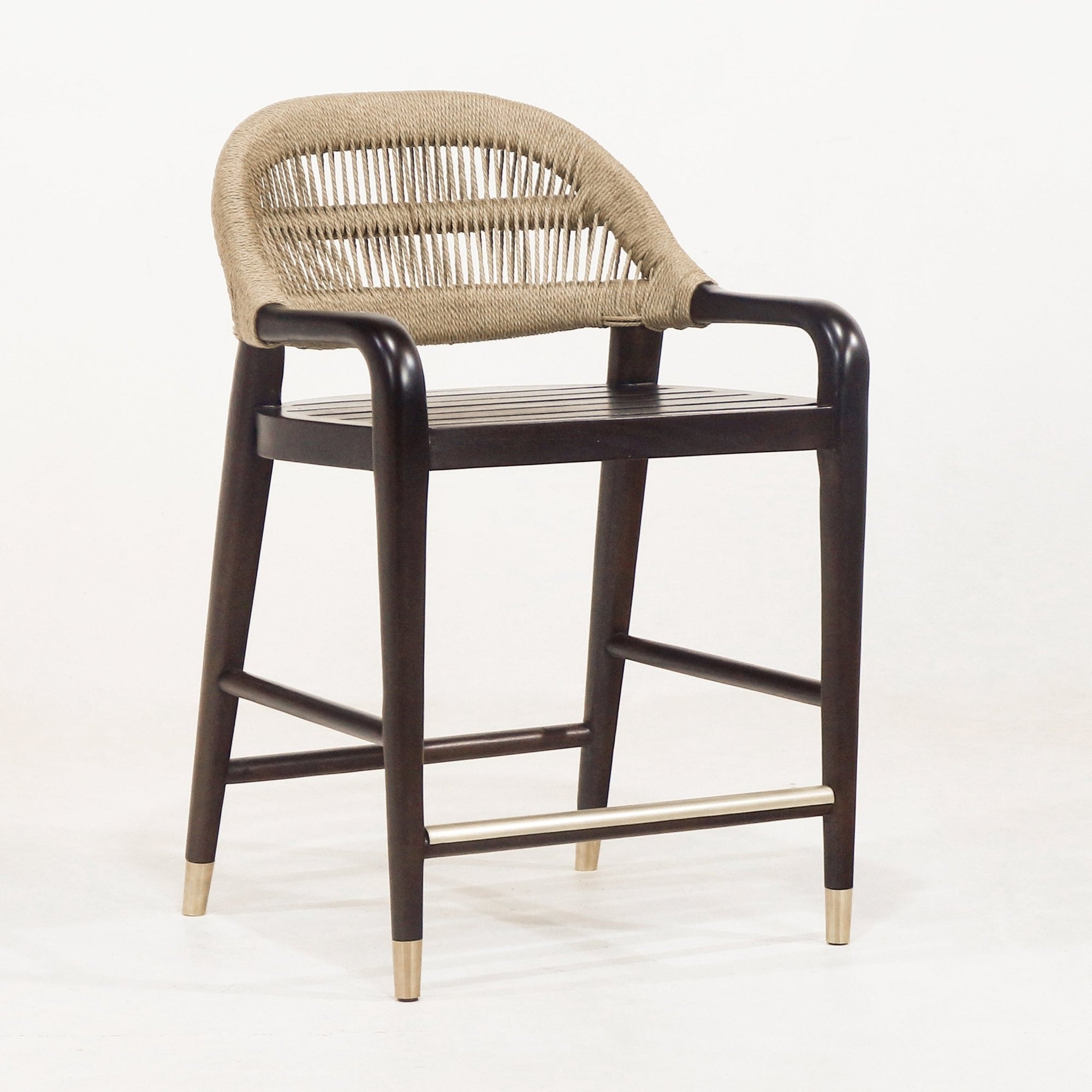 Fara Teak Rope - Backed & Upholstered Counter & Bar Stool - INTERIORTONIC