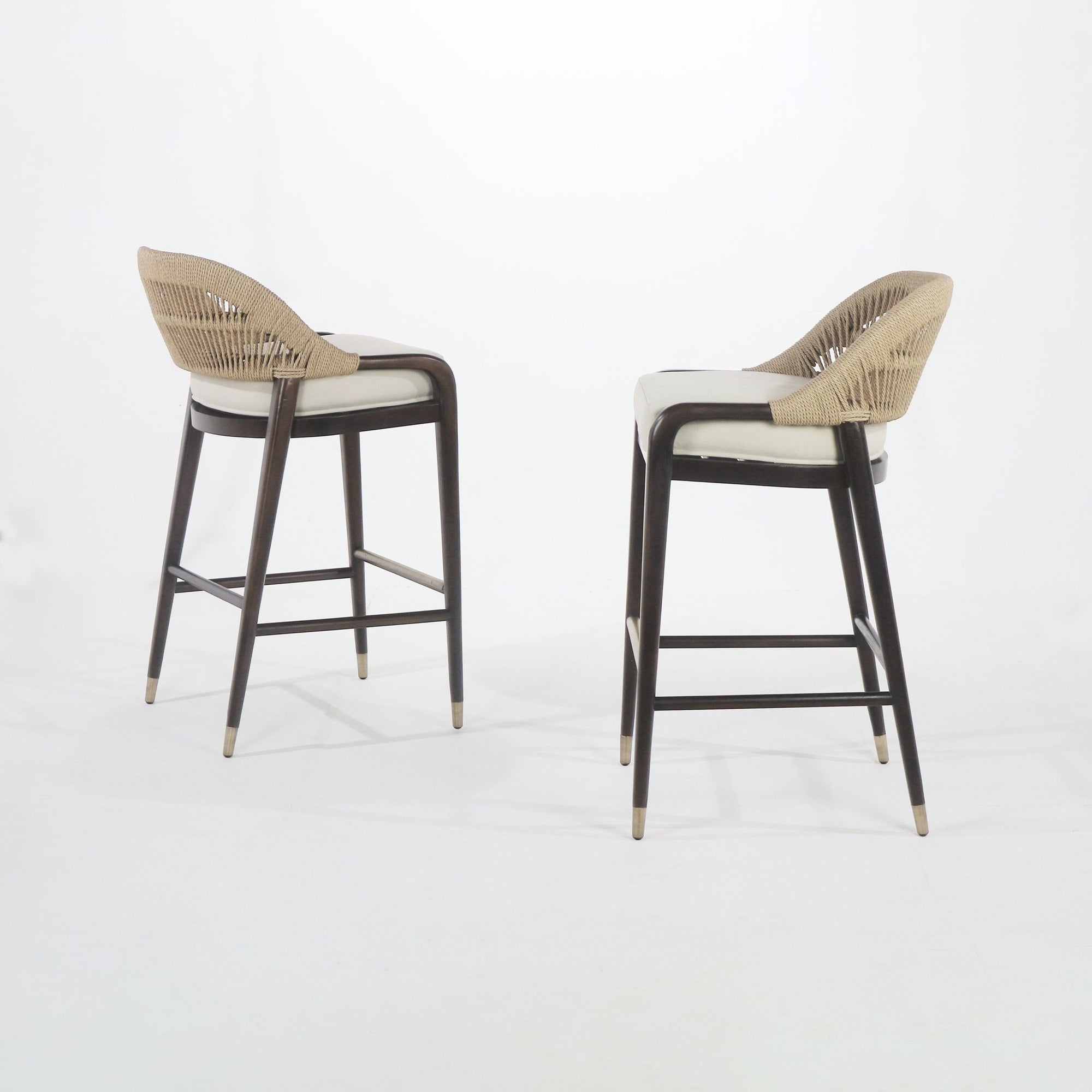 Fara Teak Rope - Backed & Upholstered Counter & Bar Stool - INTERIORTONIC