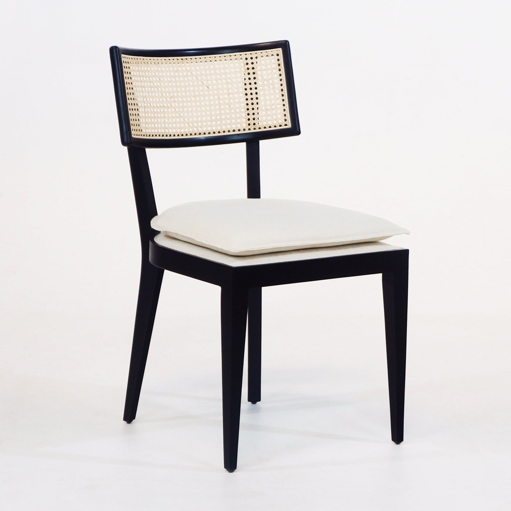 Francois Dining Chair with Rattan Backrest and Upholstered Seat - INTERIORTONIC