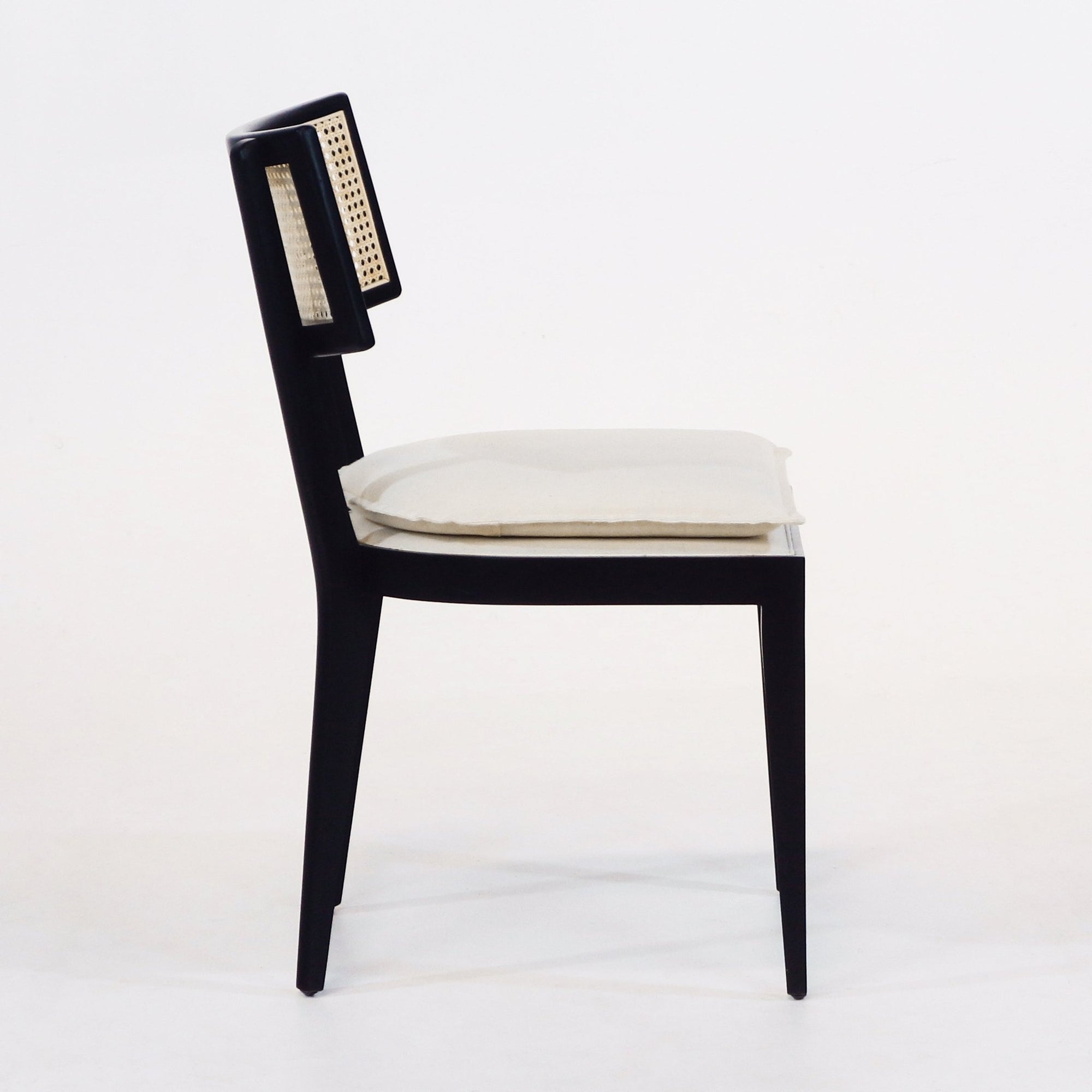 Francois Dining Chair with Rattan Backrest and Upholstered Seat - INTERIORTONIC