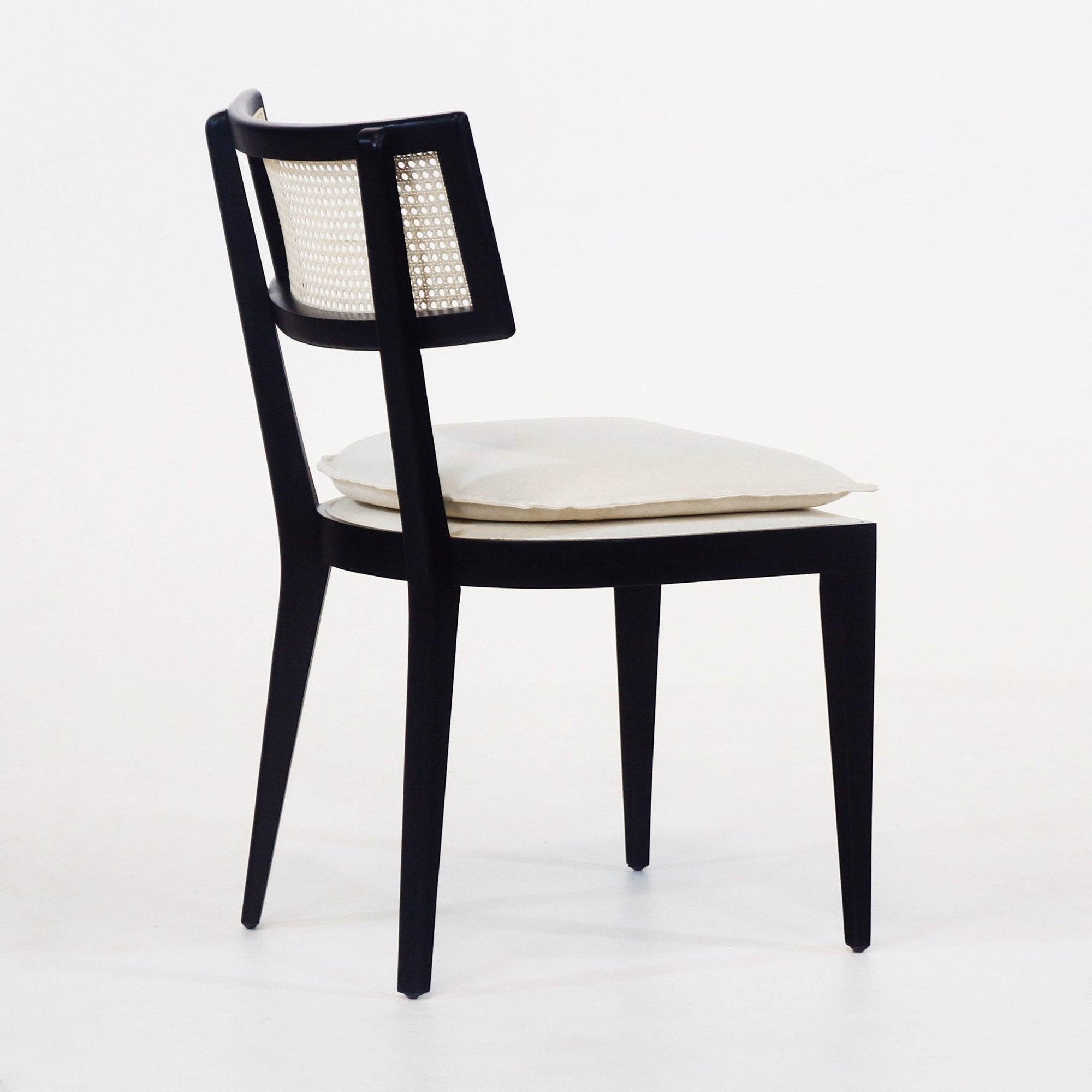 Francois Dining Chair with Rattan Backrest and Upholstered Seat - INTERIORTONIC