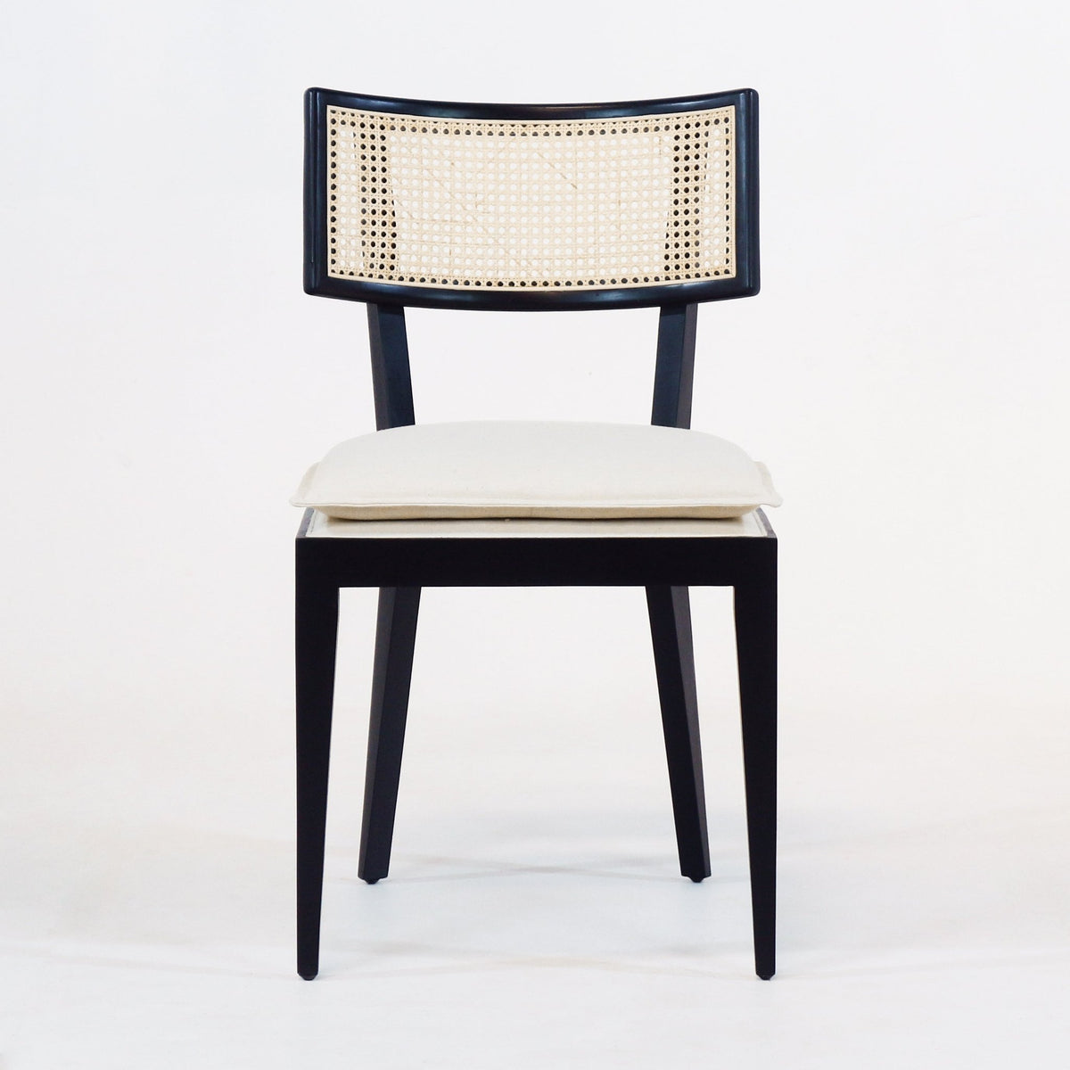 Francois Dining Chair with Rattan Backrest and Upholstered Seat - INTERIORTONIC