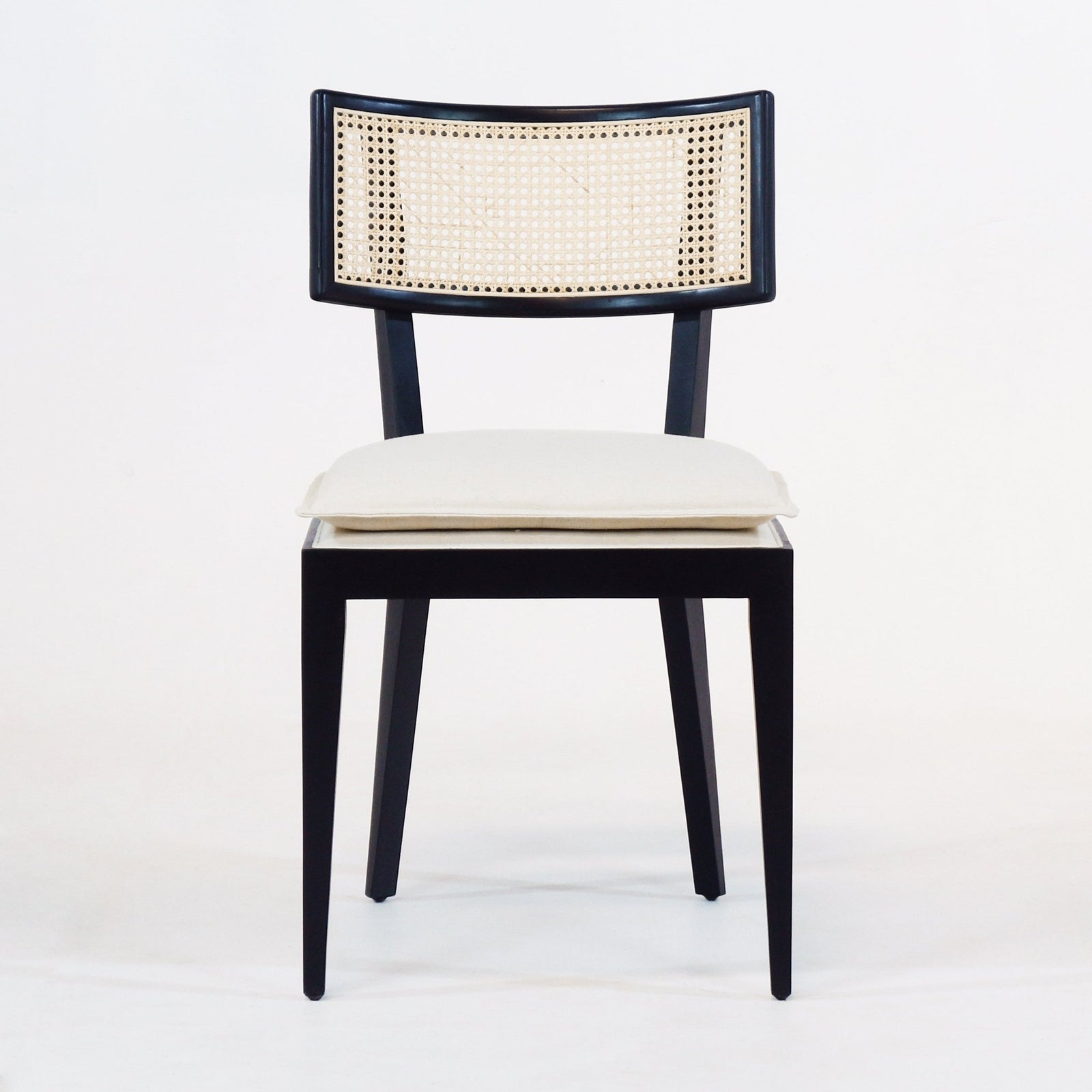 Francois Dining Chair with Rattan Backrest and Upholstered Seat - INTERIORTONIC