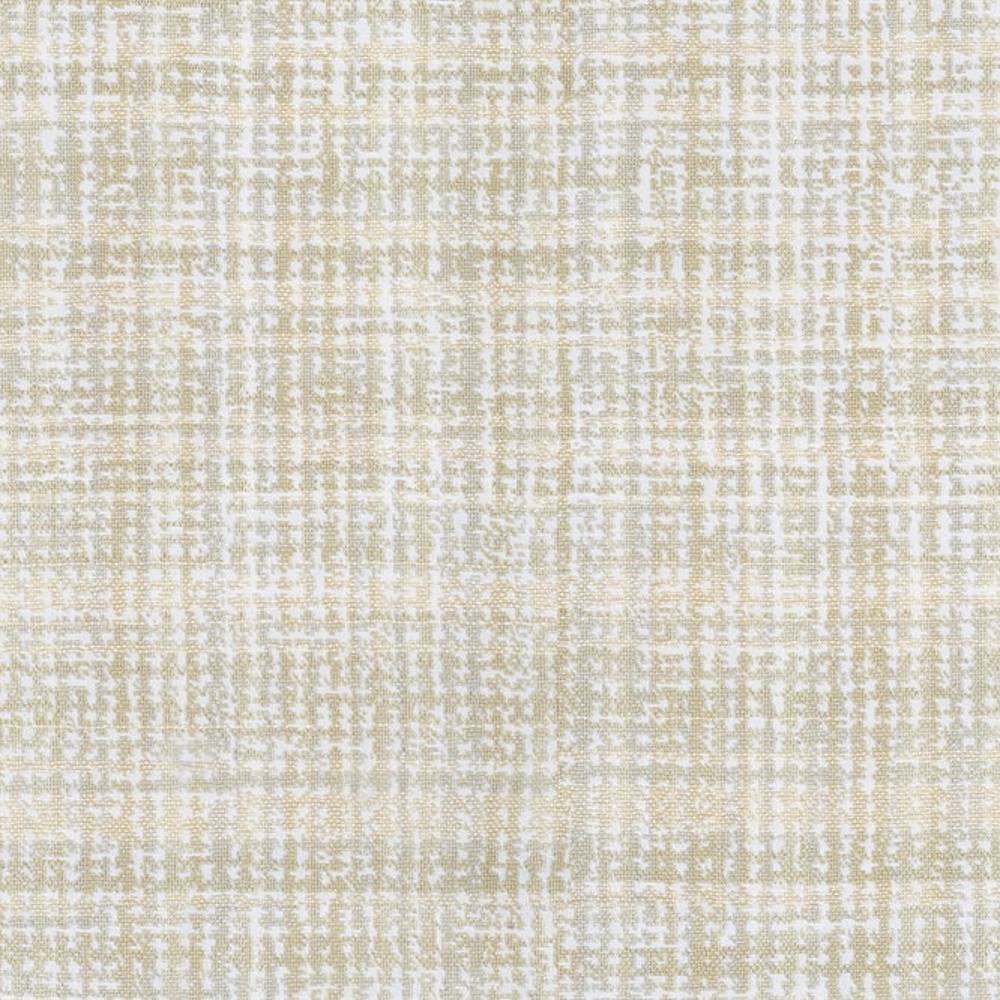 Close-up of a neutral beige and light gray woven upholstery fabric swatch showing a subtle crosshatched texture; 100% polyester suitable for contemporary sofa upholstery.