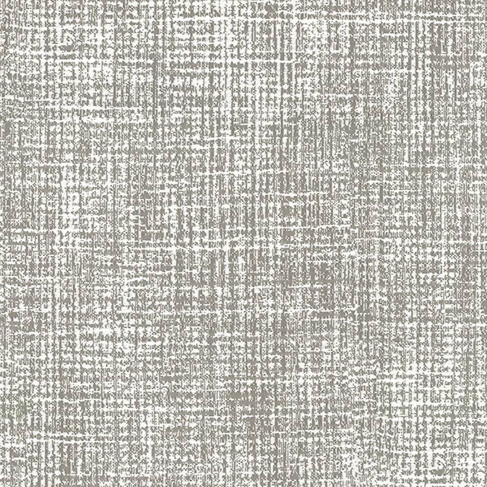 Close-up of a contemporary light gray and white crosshatch upholstery fabric sample showing a fine textured weave; 100% polyester, suitable for sofas.
