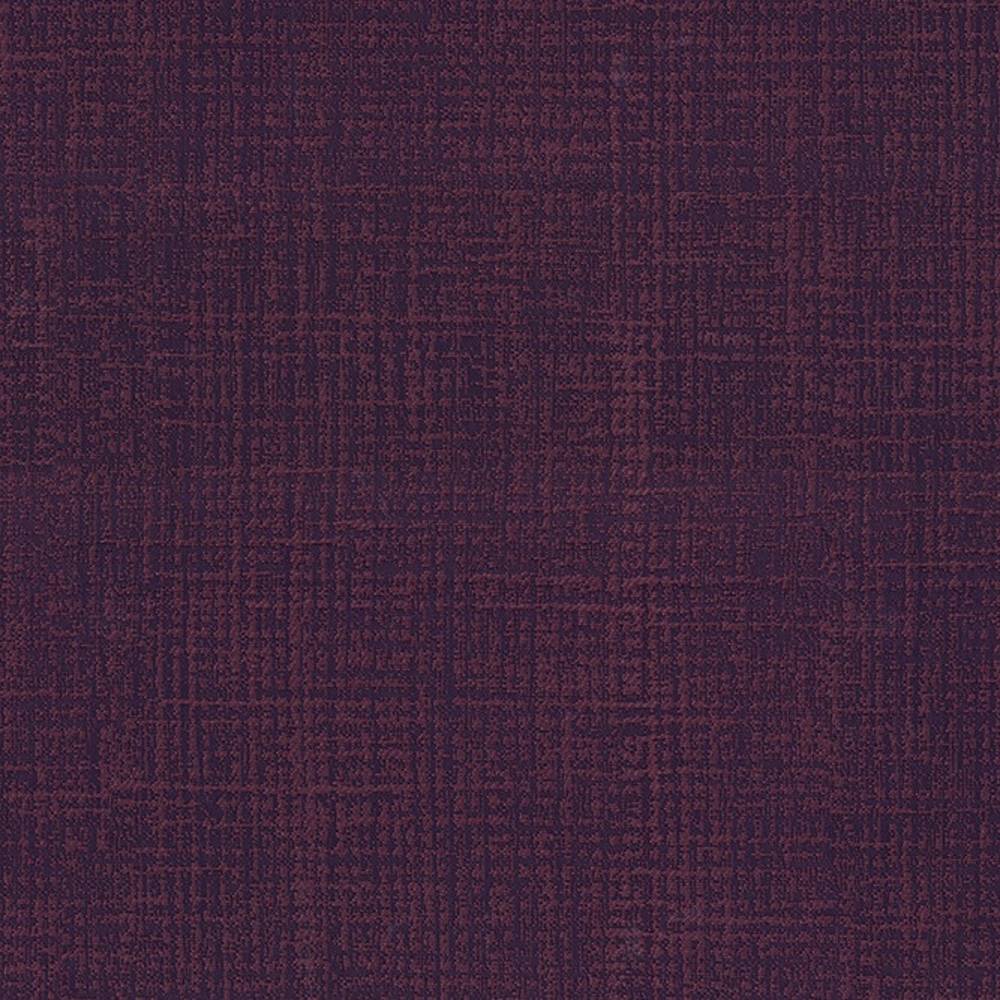 Close-up of deep plum crosshatch textured upholstery fabric in 100% polyester, shown as a woven contemporary pattern suitable for sofas and indoor seating.