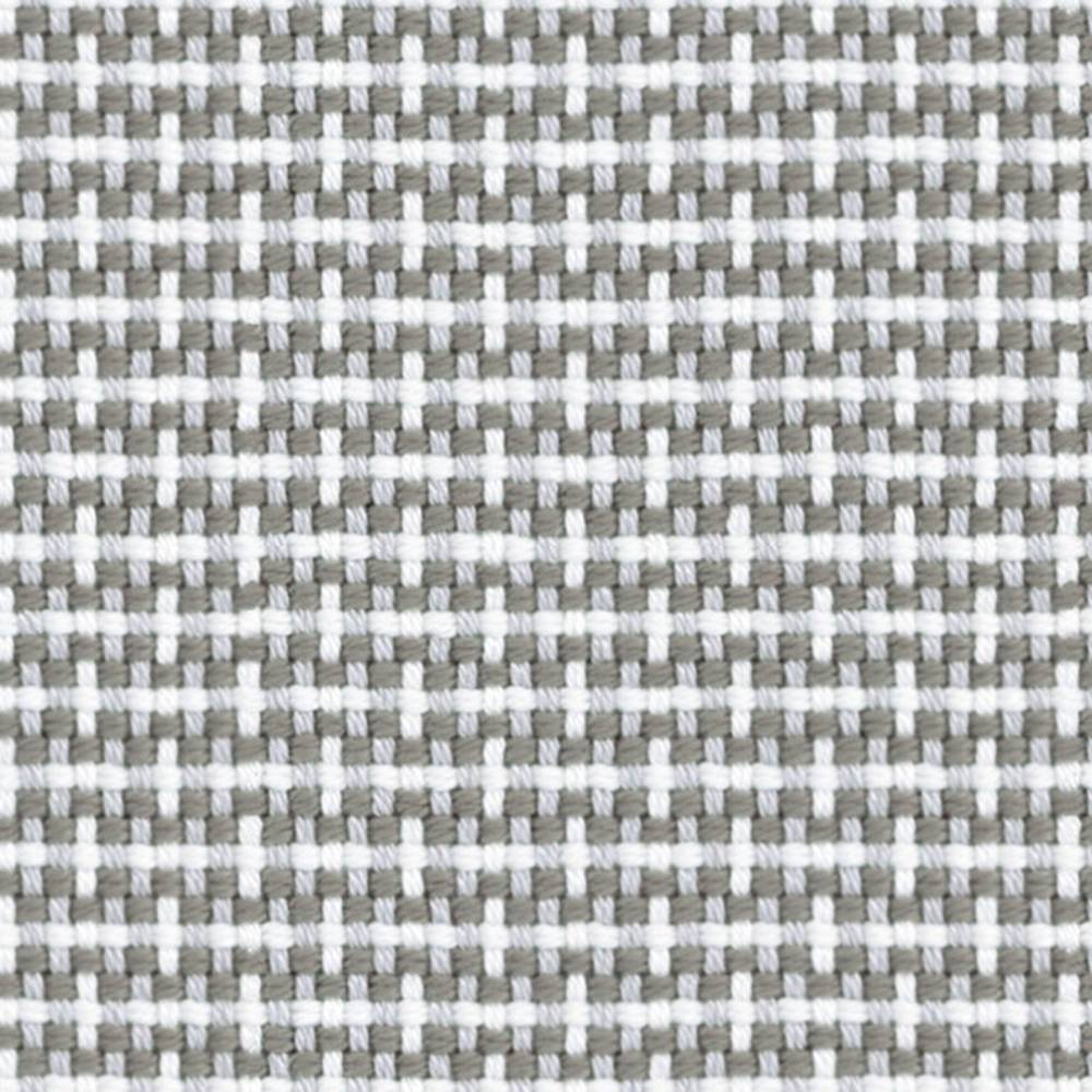 Close-up of neutral beige and white woven upholstery fabric with a small checked texture, 100% acrylic textile suitable for contemporary sofas.