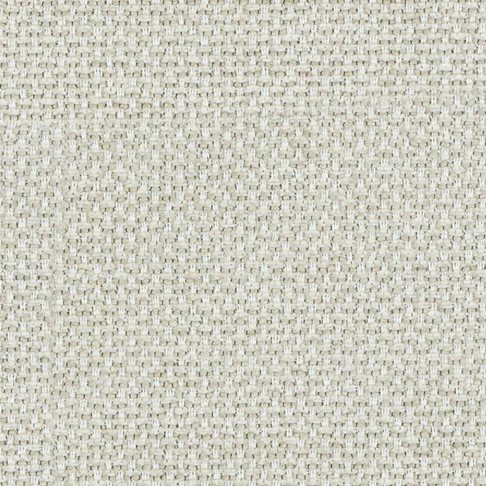 Close-up of light beige woven upholstery fabric showing a subtle basketweave texture, made from 15% viscose, 5% linen, 8% acrylic and 72% polyester, suitable for indoor sofa upholstery.