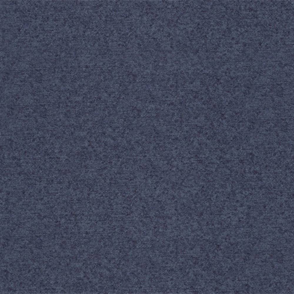 Square swatch of dark navy heathered 100% polyester upholstery fabric with a subtle mottled texture, shown as a flat sample for sofa or office use.
