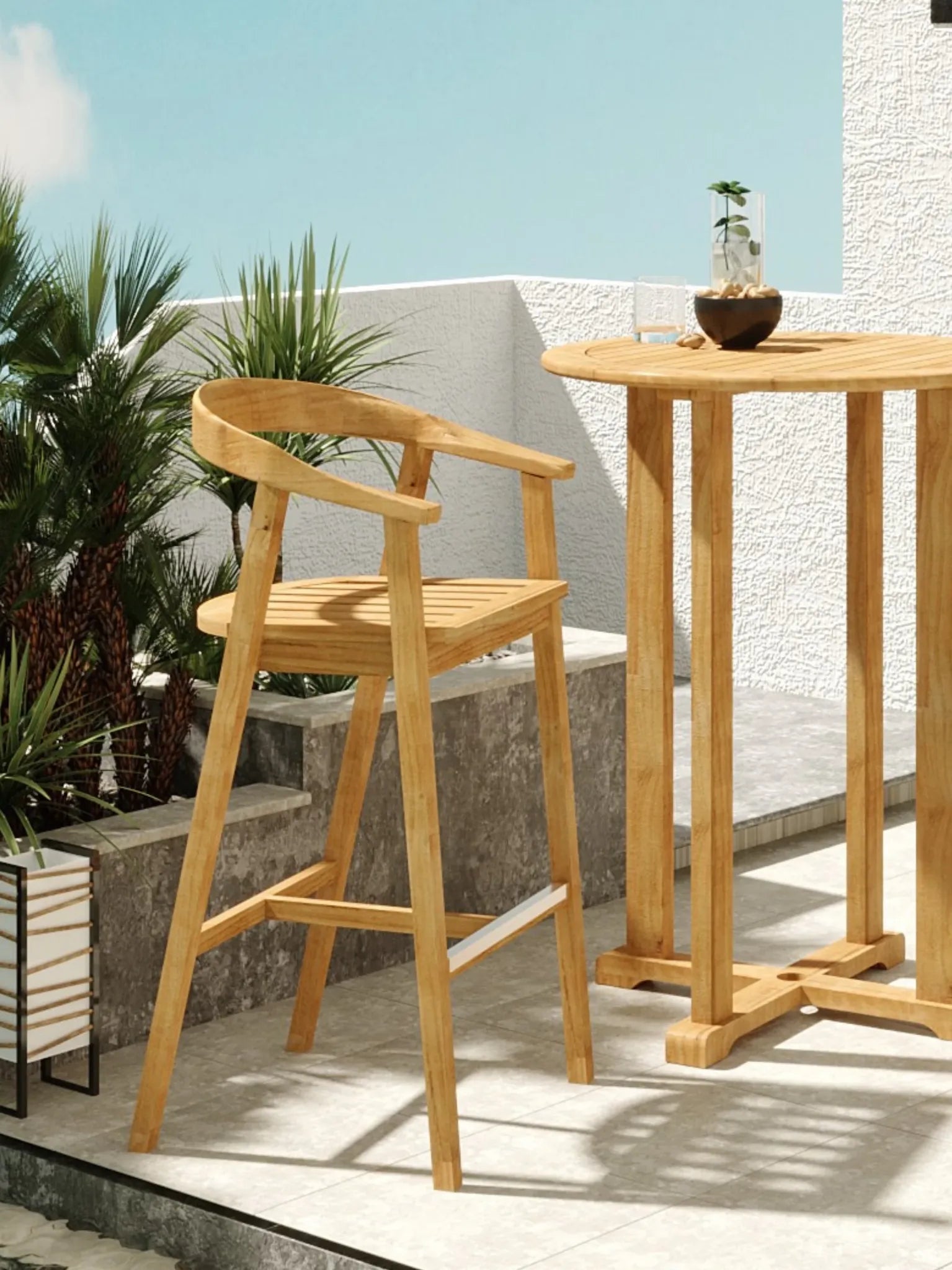 Georges Teak Outdoor Bar Stool