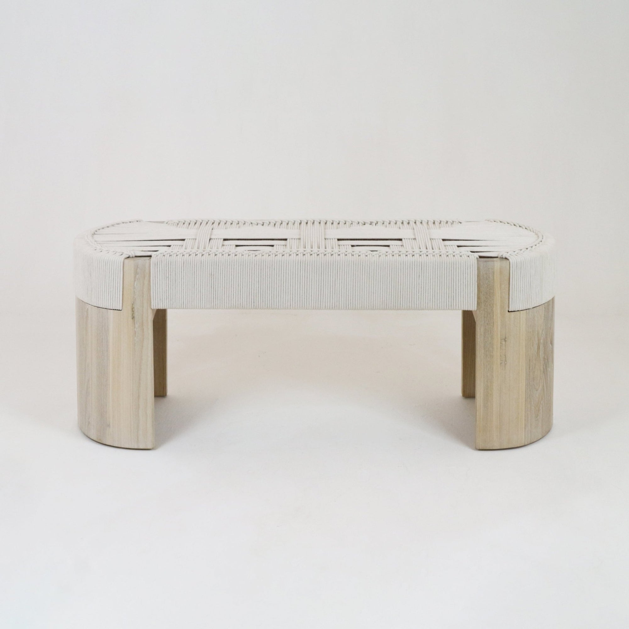 Hallelujah Woven Oak Entryway Bench - INTERIORTONIC