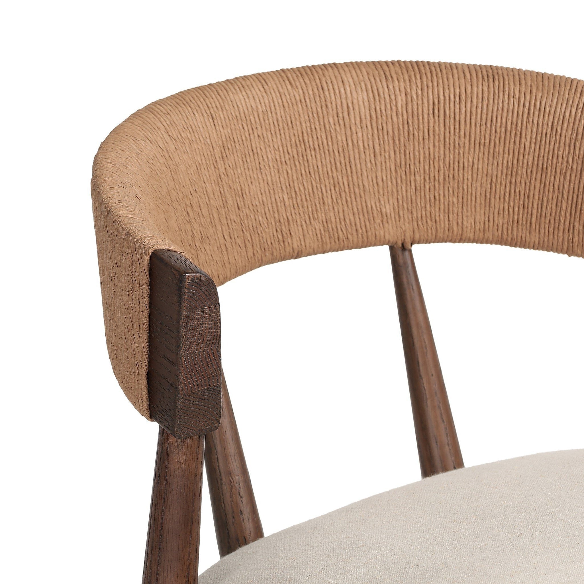 Harmonie Dining Chair with Cushioned Seat and C-Back in Rope
