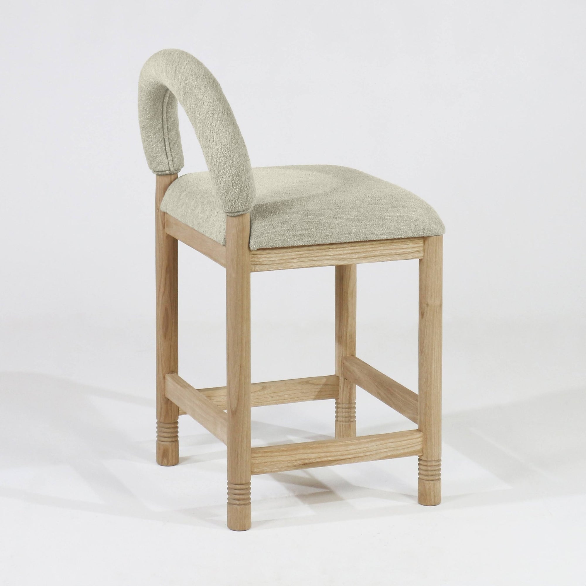 Heidi Oak & Bouclé Bar and Counter Stool - INTERIORTONIC