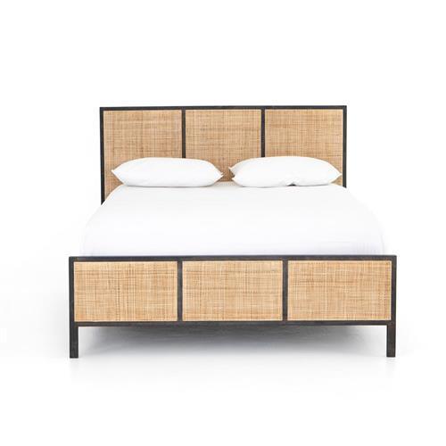 Homa Bed in Teak &amp; Rattan - INTERIORTONIC